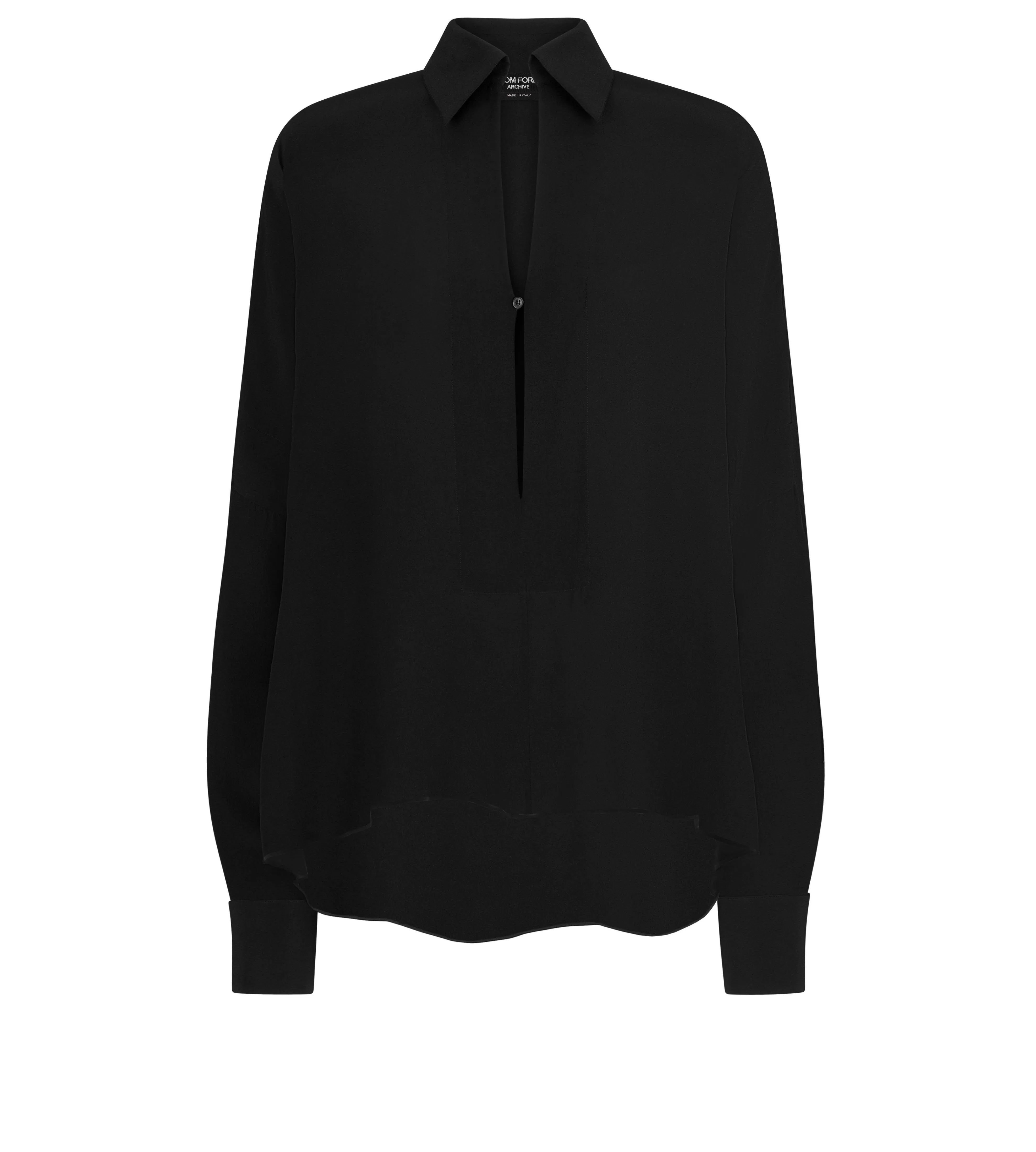 TOM FORD STRETCH CREPE DE CHINE OVERSIZED SHIRT BLACK^WOMEN Tops