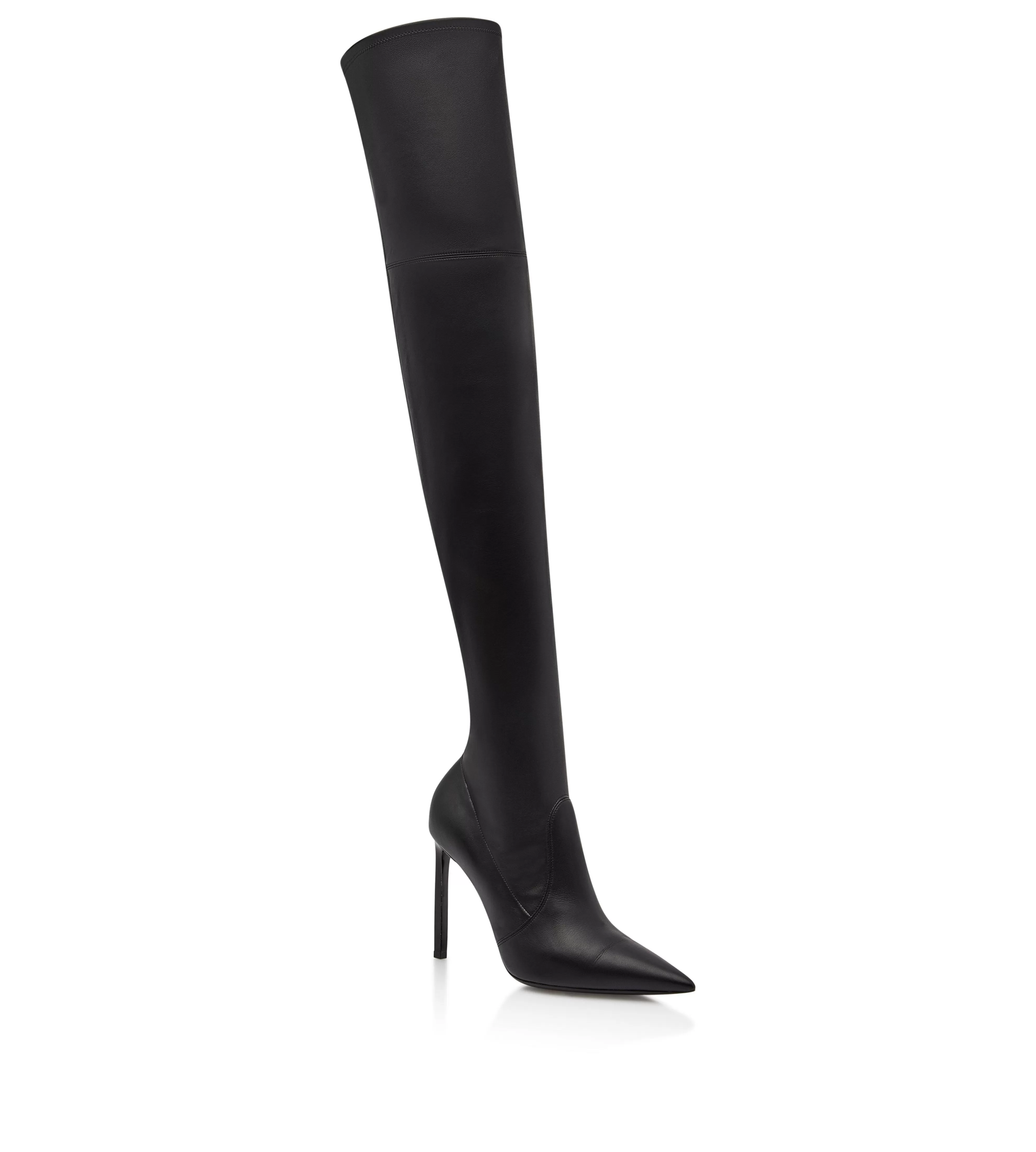 TOM FORD STRETCH NAPPA LEATHER T SCREW OVER THE KNEE BOOT BLACK^WOMEN Boots