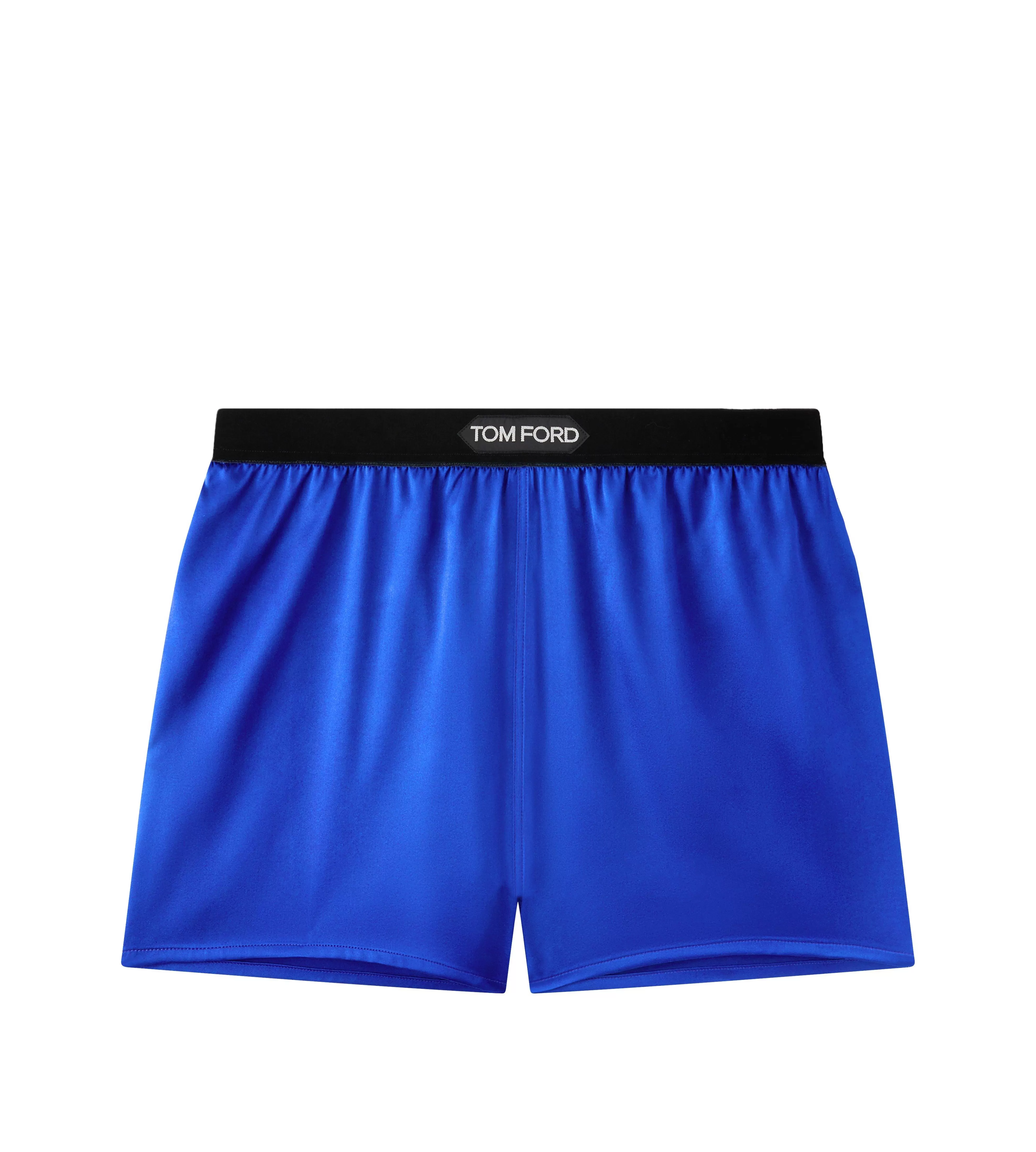 TOM FORD STRETCH SILK SATIN BOXER SHORTS COBALT BLUE^WOMEN Bottoms