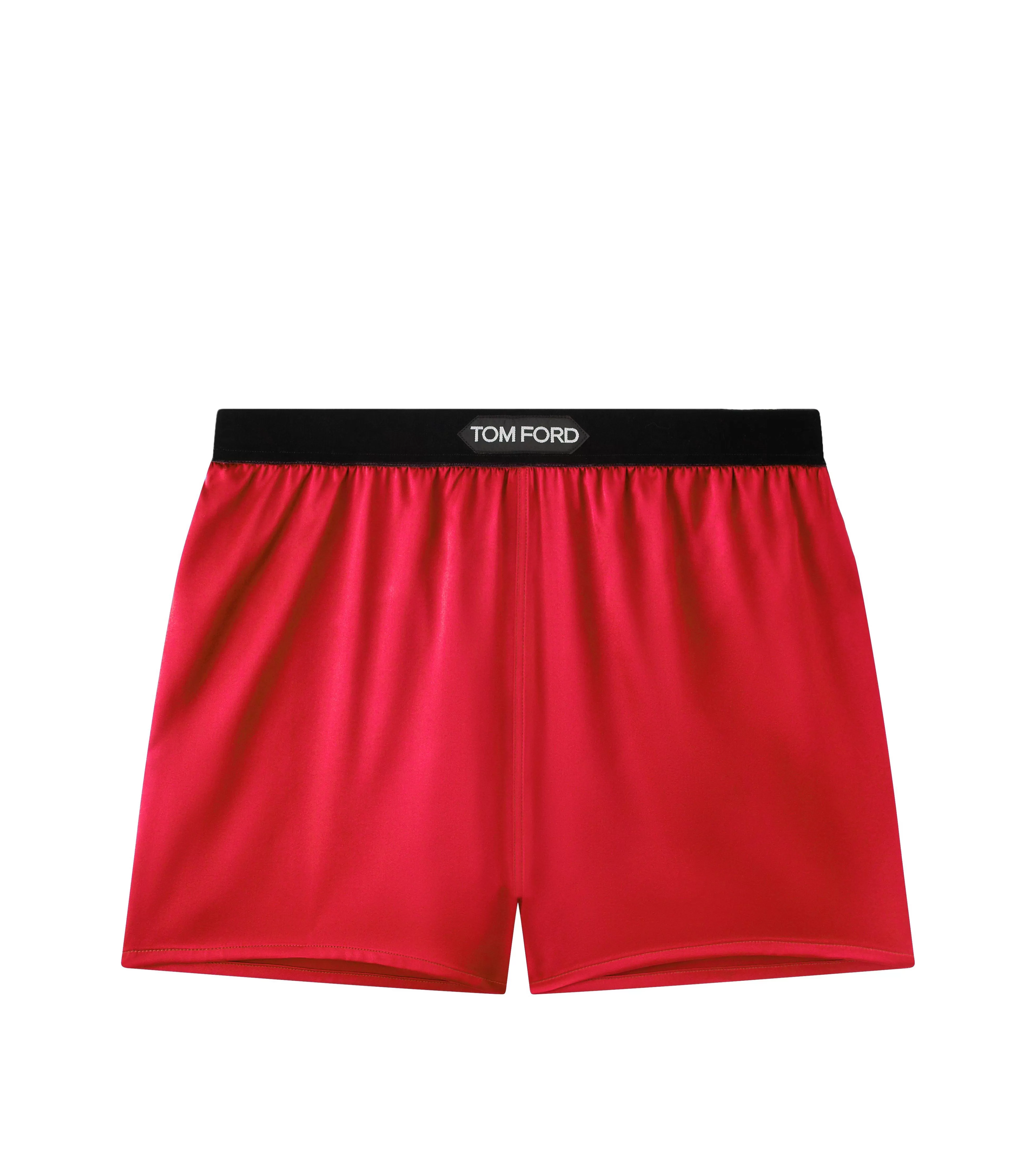 TOM FORD STRETCH SILK SATIN BOXER SHORTS OXBLOOD RED^WOMEN Bottoms