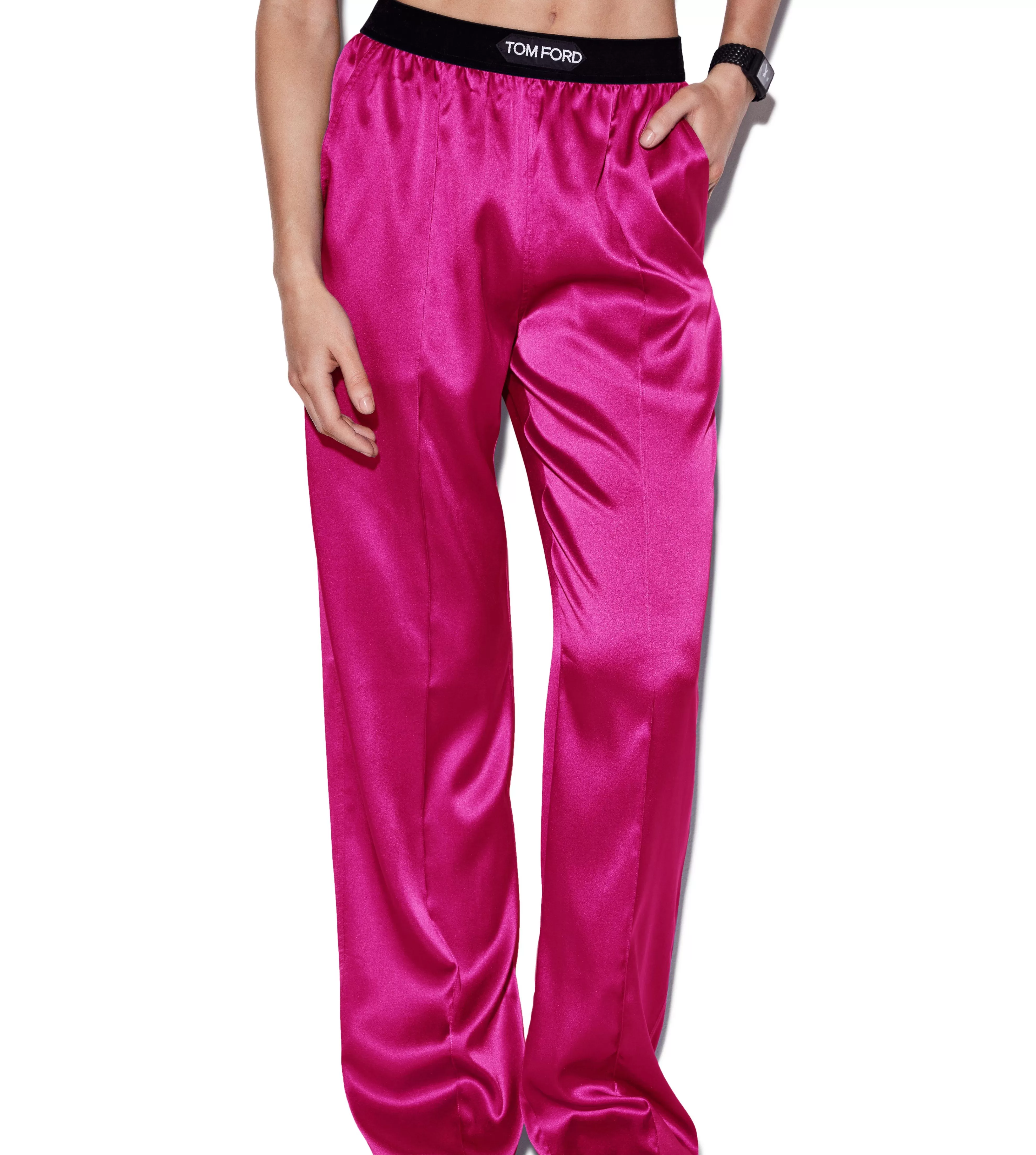 TOM FORD STRETCH SILK SATIN PJ PANTS HOT PINK^WOMEN | WOMEN Pajamas & Robes | Bottoms