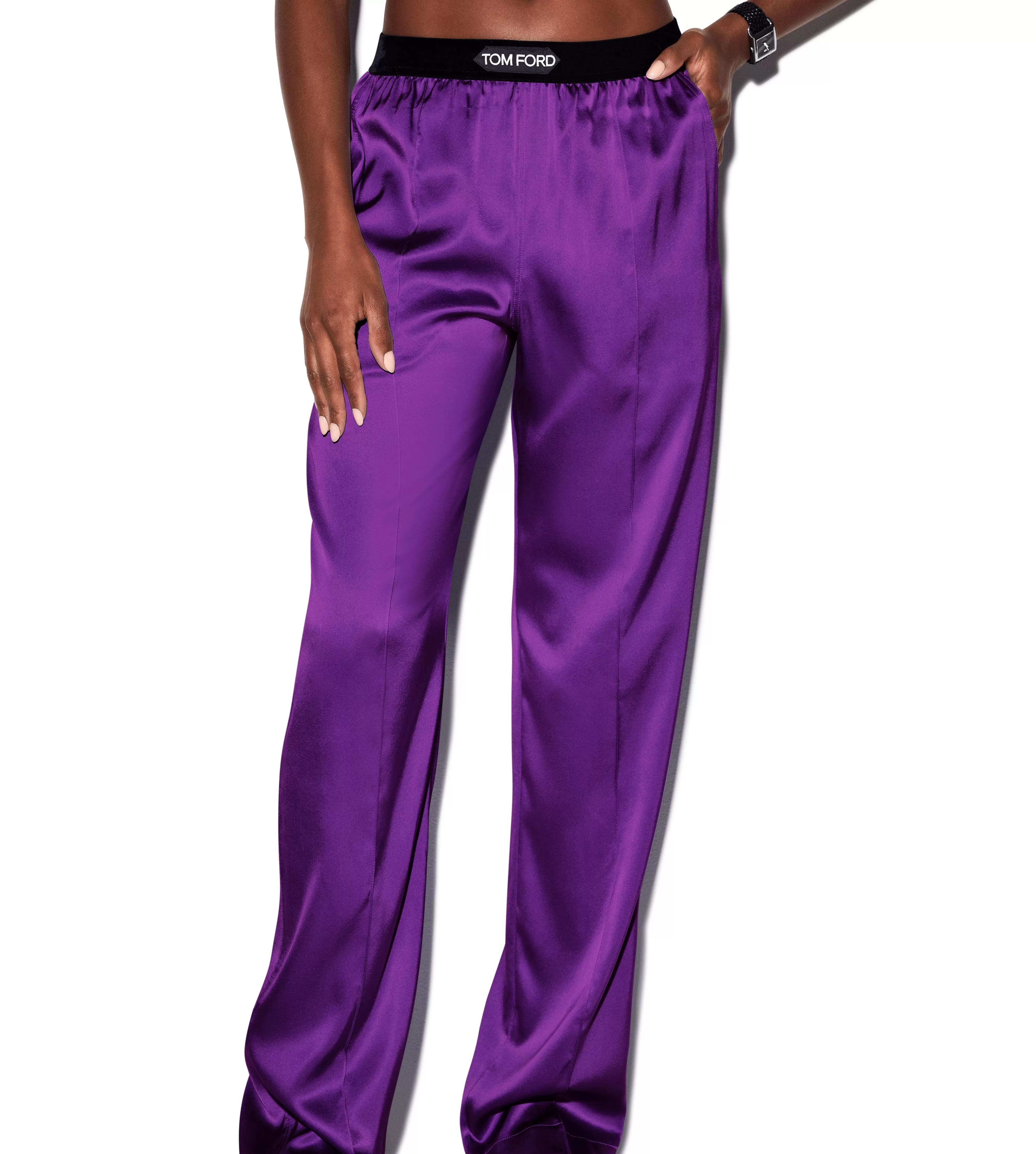 TOM FORD STRETCH SILK SATIN PJ PANTS AMETHYST^WOMEN | WOMEN Pajamas & Robes | Bottoms