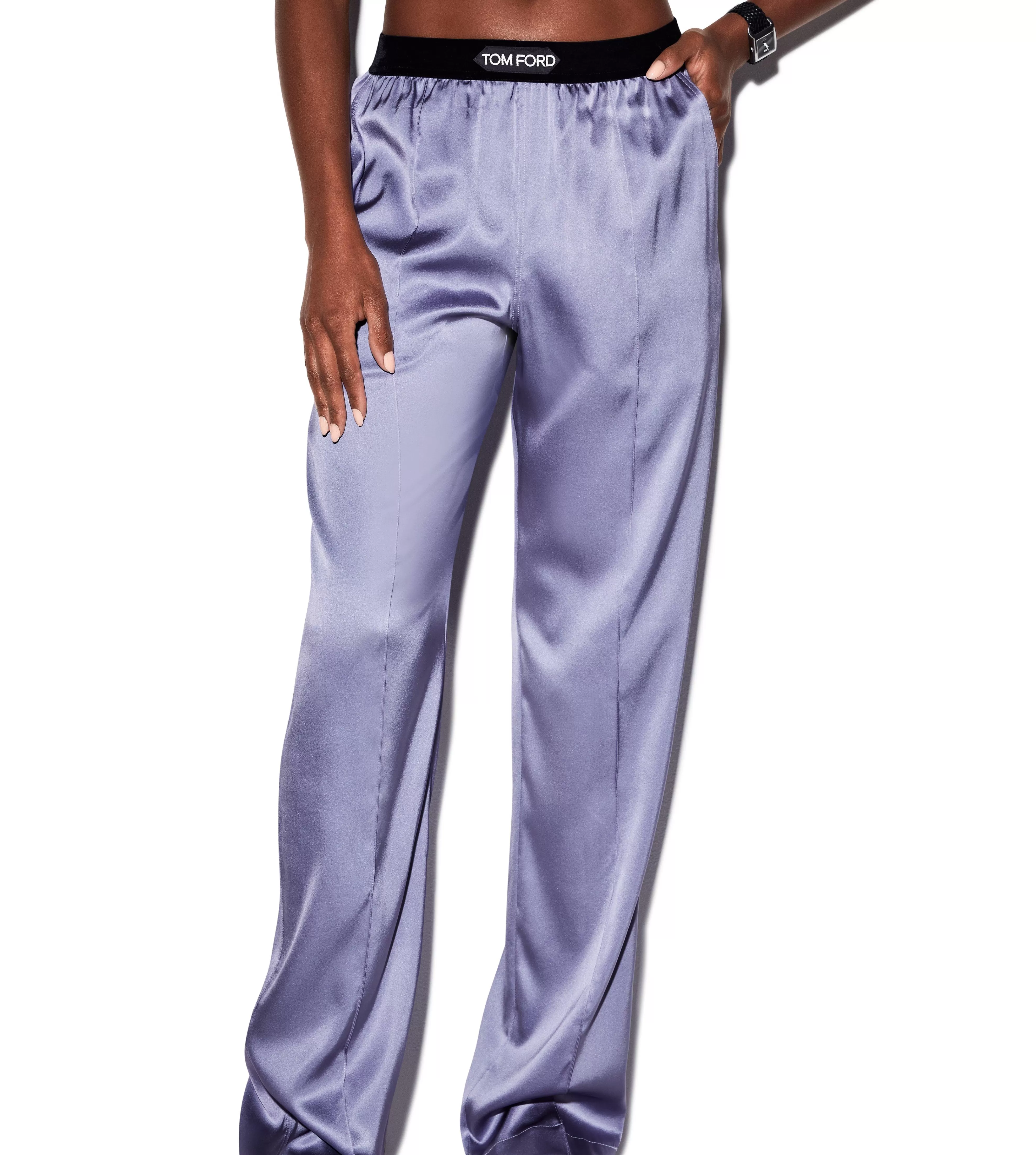 TOM FORD STRETCH SILK SATIN PJ PANTS PALE PARMA VIOLET^WOMEN | WOMEN Pajamas & Robes | Bottoms