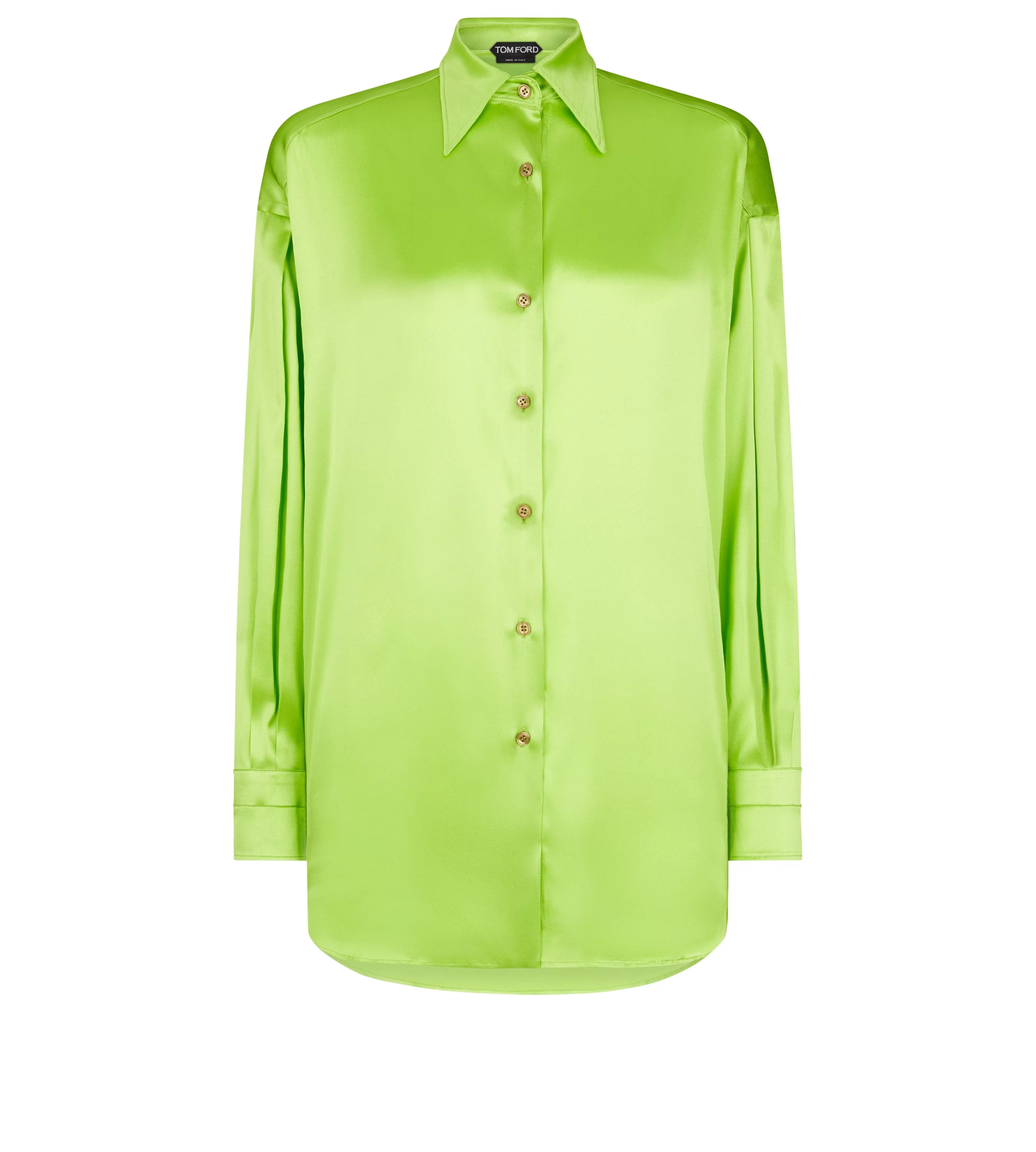 TOM FORD STRETCH SILK SATIN RELAXED FIT SHIRT ACIDO^WOMEN Tops