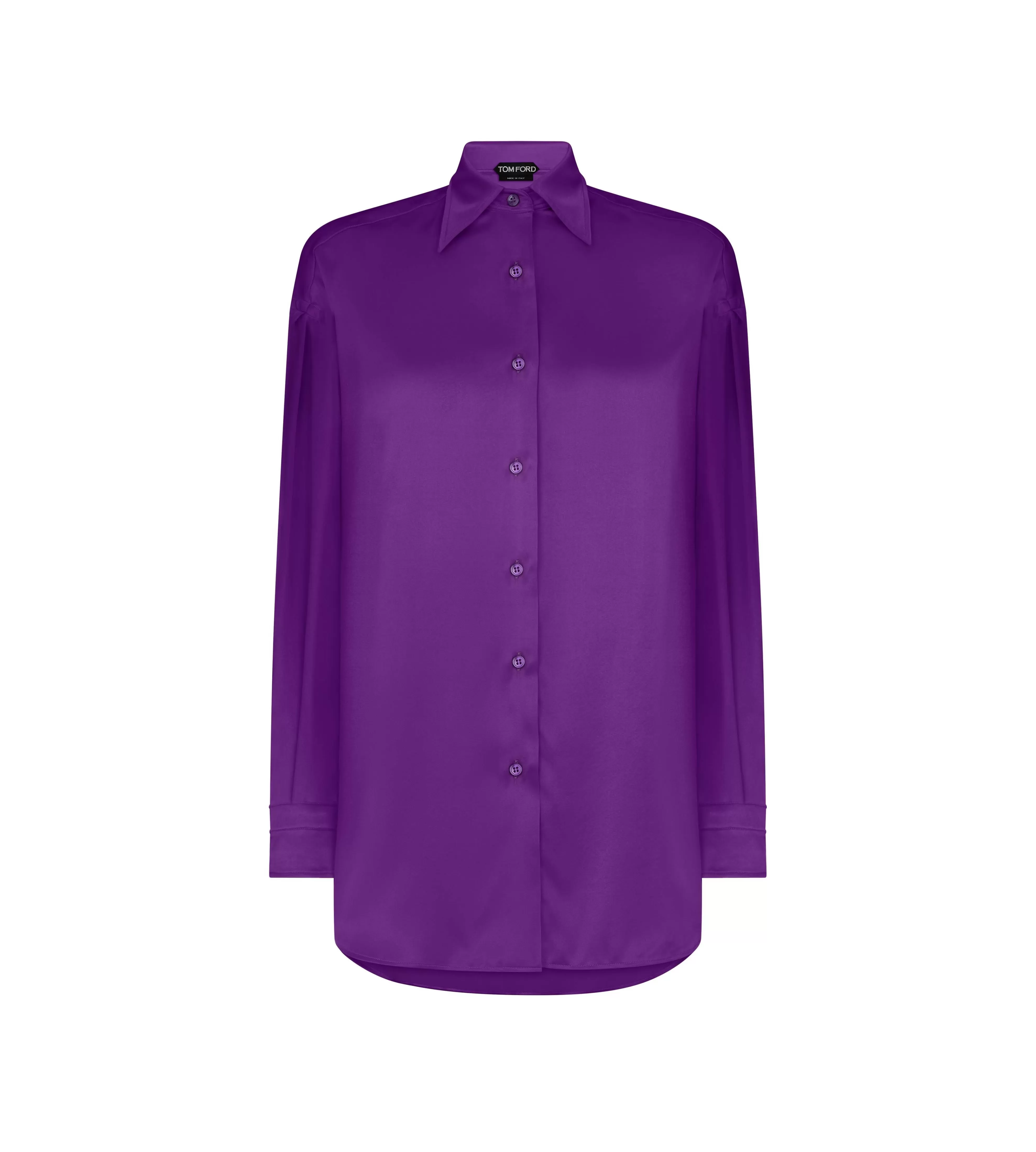 TOM FORD STRETCH SILK SATIN RELAXED FIT SHIRT AMETHYST^WOMEN Tops