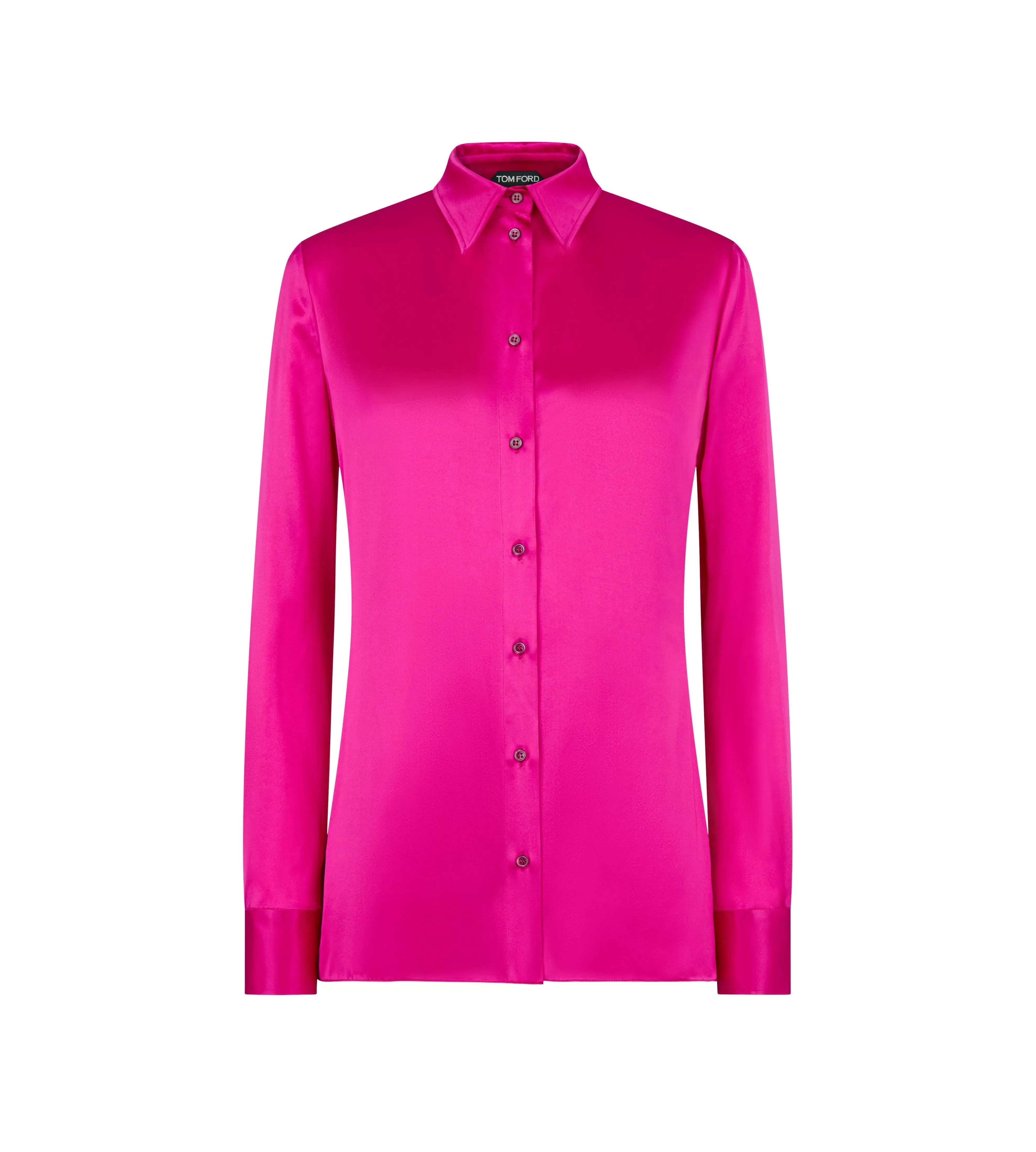 TOM FORD STRETCH SILK SATIN SHIRT HOT PINK^WOMEN Tops