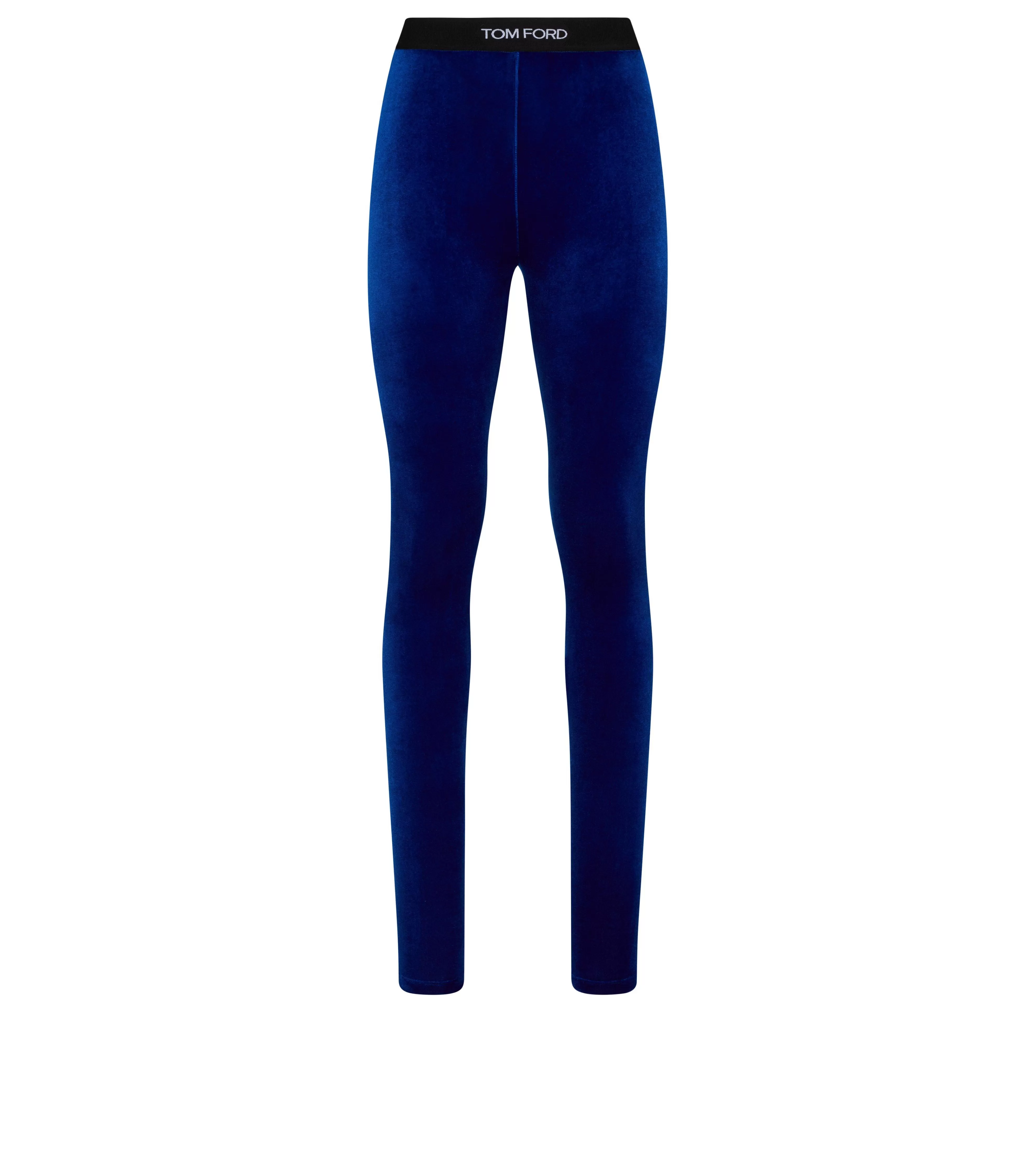 TOM FORD STRETCH VELVET SIGNATURE LEGGINGS YVES BLUE^WOMEN | WOMEN Leggings | Pants & Shorts