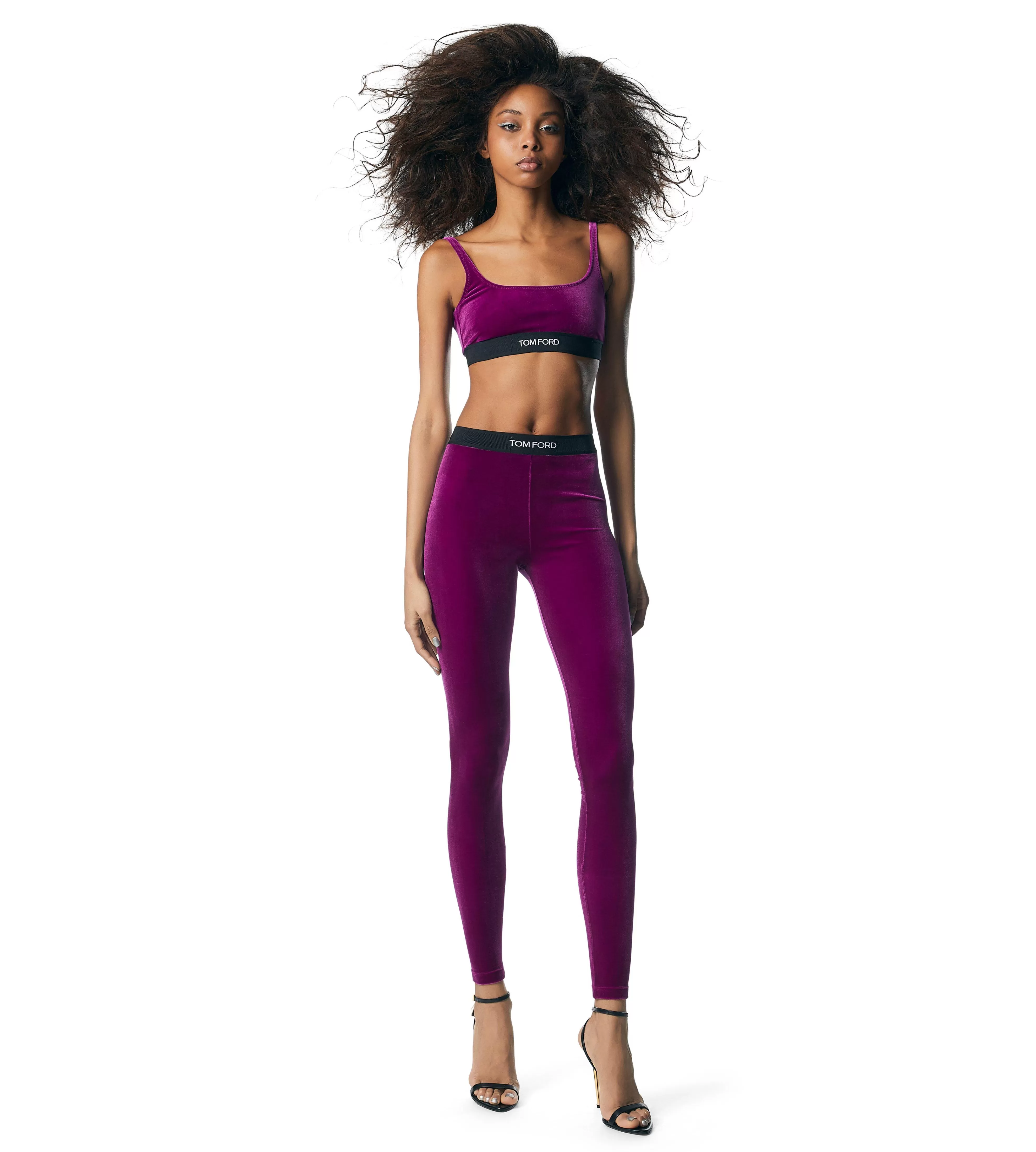 TOM FORD STRETCH VELVET SIGNATURE LEGGINGS SUGAR PLUM^WOMEN Pants & Shorts