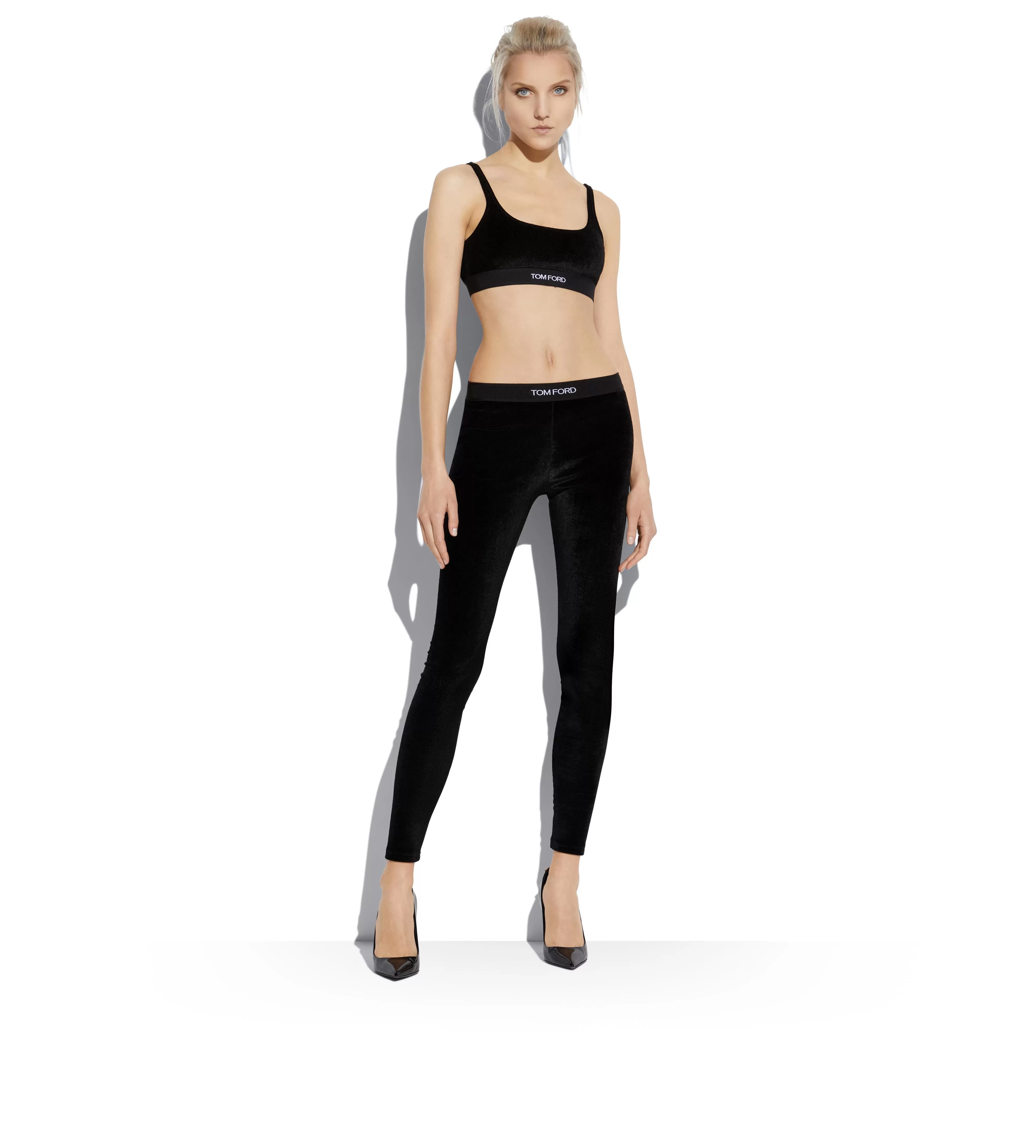 TOM FORD STRETCH VELVET SIGNATURE LEGGINGS BLACK^WOMEN | WOMEN Pants & Shorts | Leggings