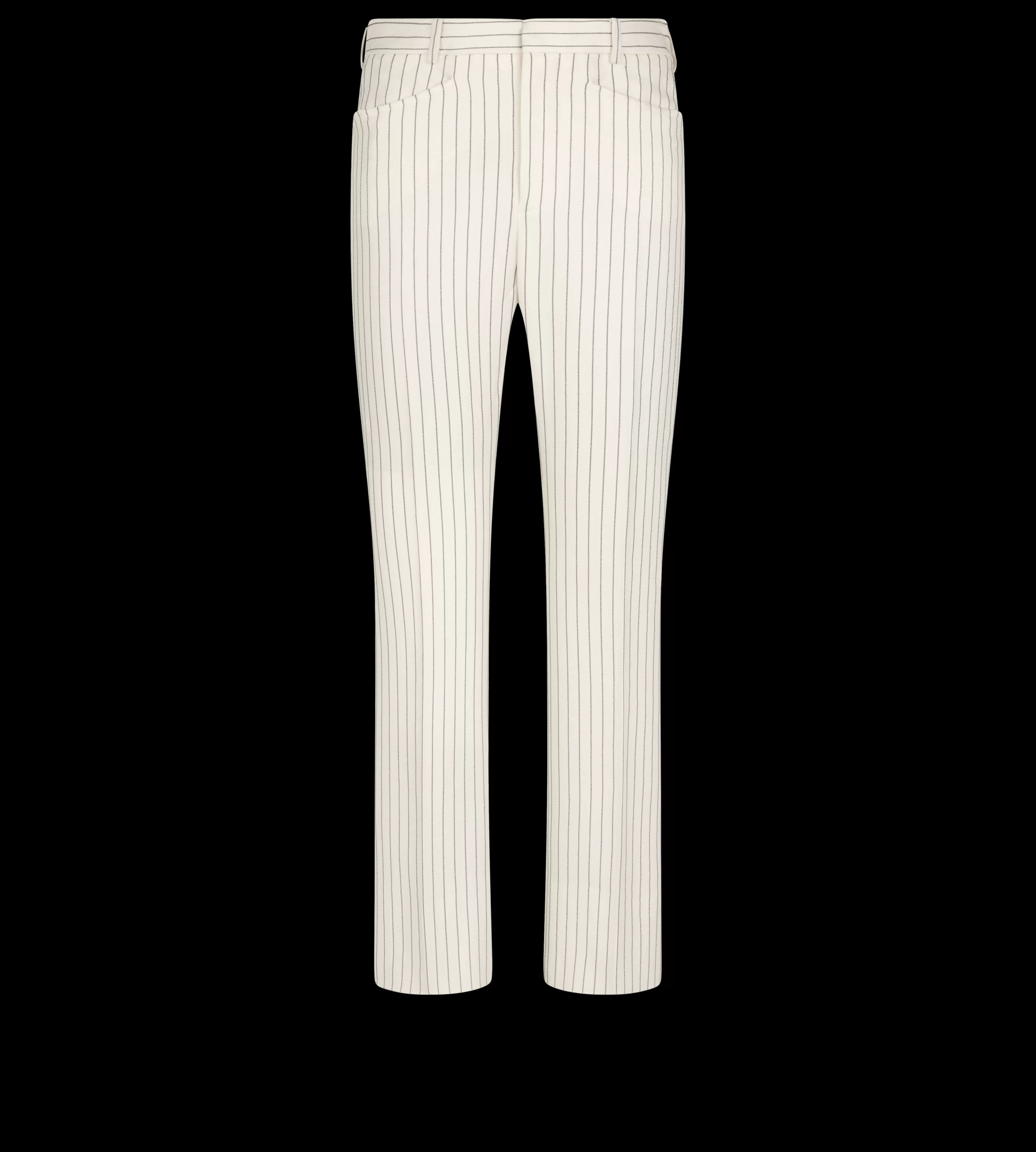 TOM FORD STRIPED WOOL AND SILK BLEND "WALLIS" TAILORED PANTS ECRU BLACK^WOMEN | WOMEN Pants & Shorts | SPRING 24