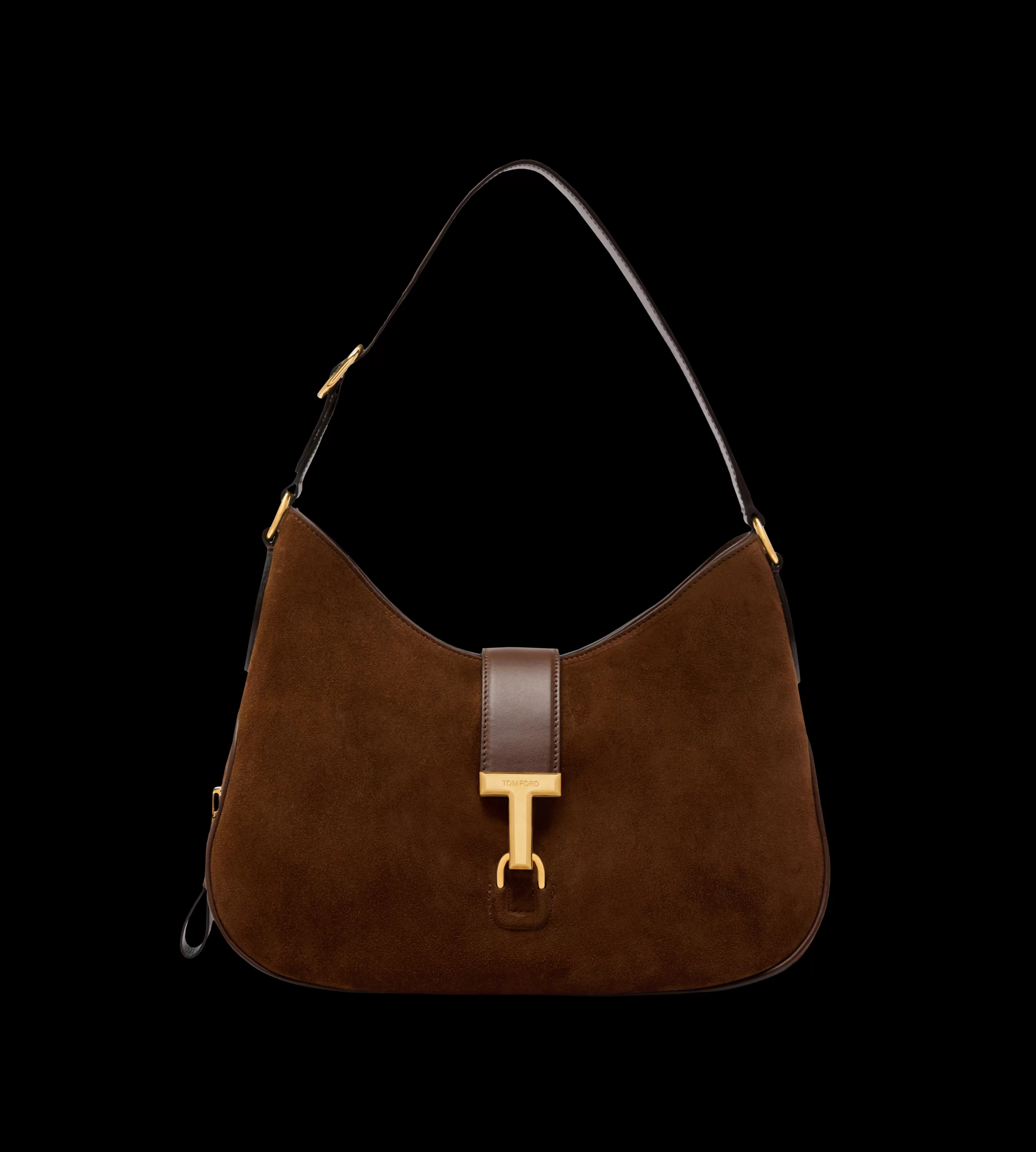 TOM FORD SUEDE AND LEATHER MONARCH MEDIUM HOBO WHISKY^WOMEN | WOMEN Shoulder Bags | SPRING 24