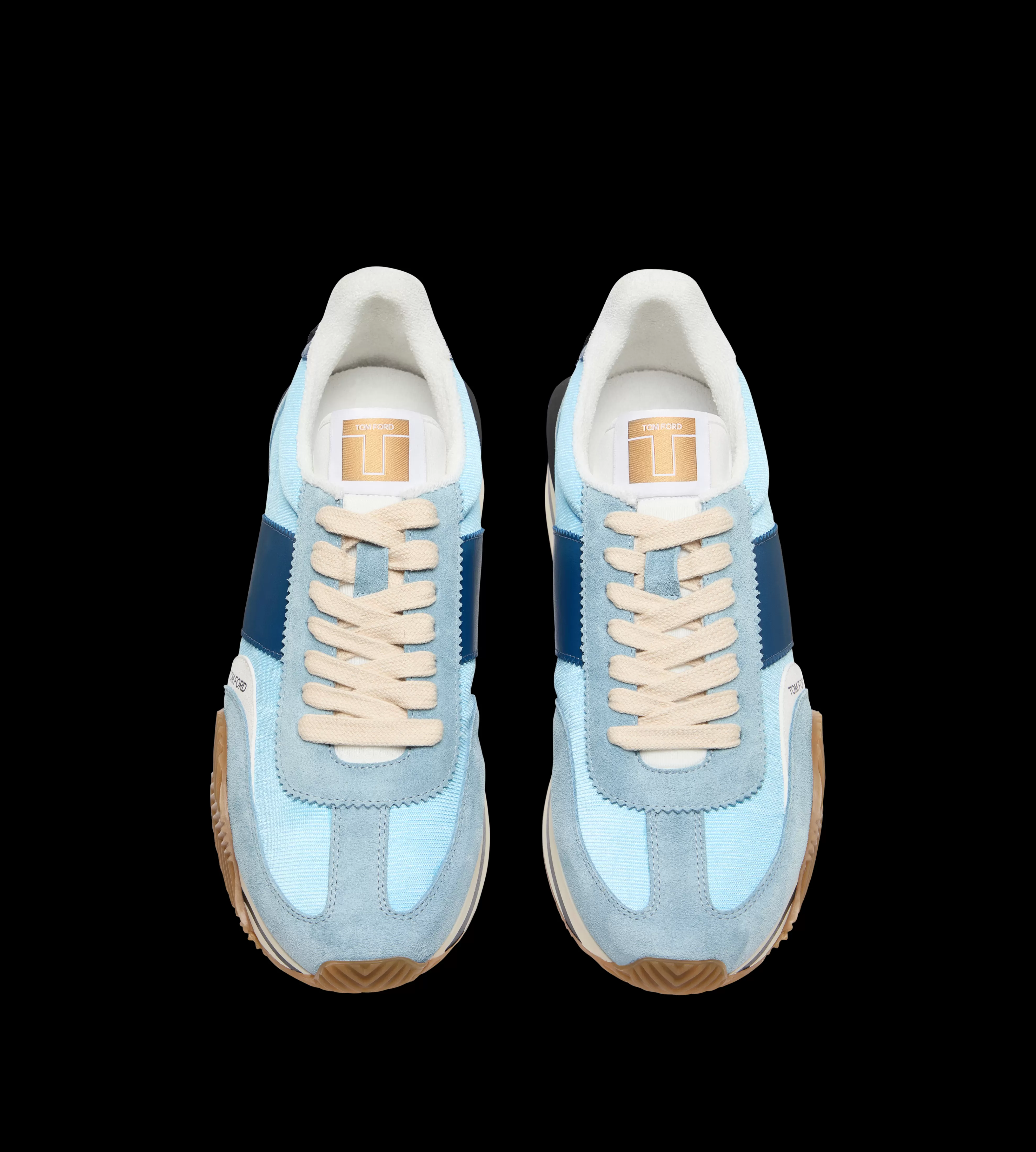 TOM FORD SUEDE AND LYCRA JAMES SNEAKER LIGHT BLUE + CREAM^MEN SPRING 24