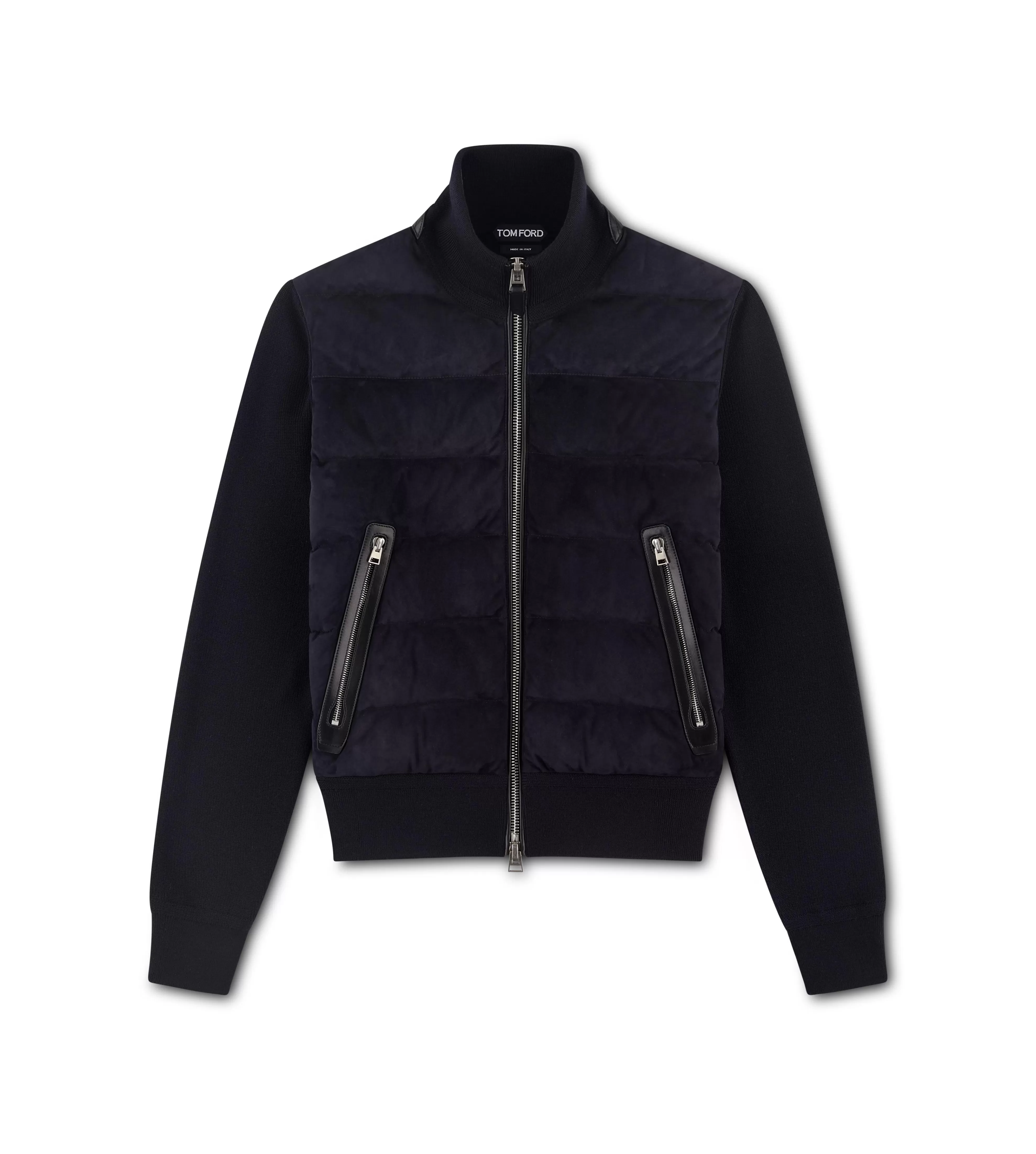 TOM FORD SUEDE DOWN FRONT MERINO BLOUSON NAVY^MEN Outerwear