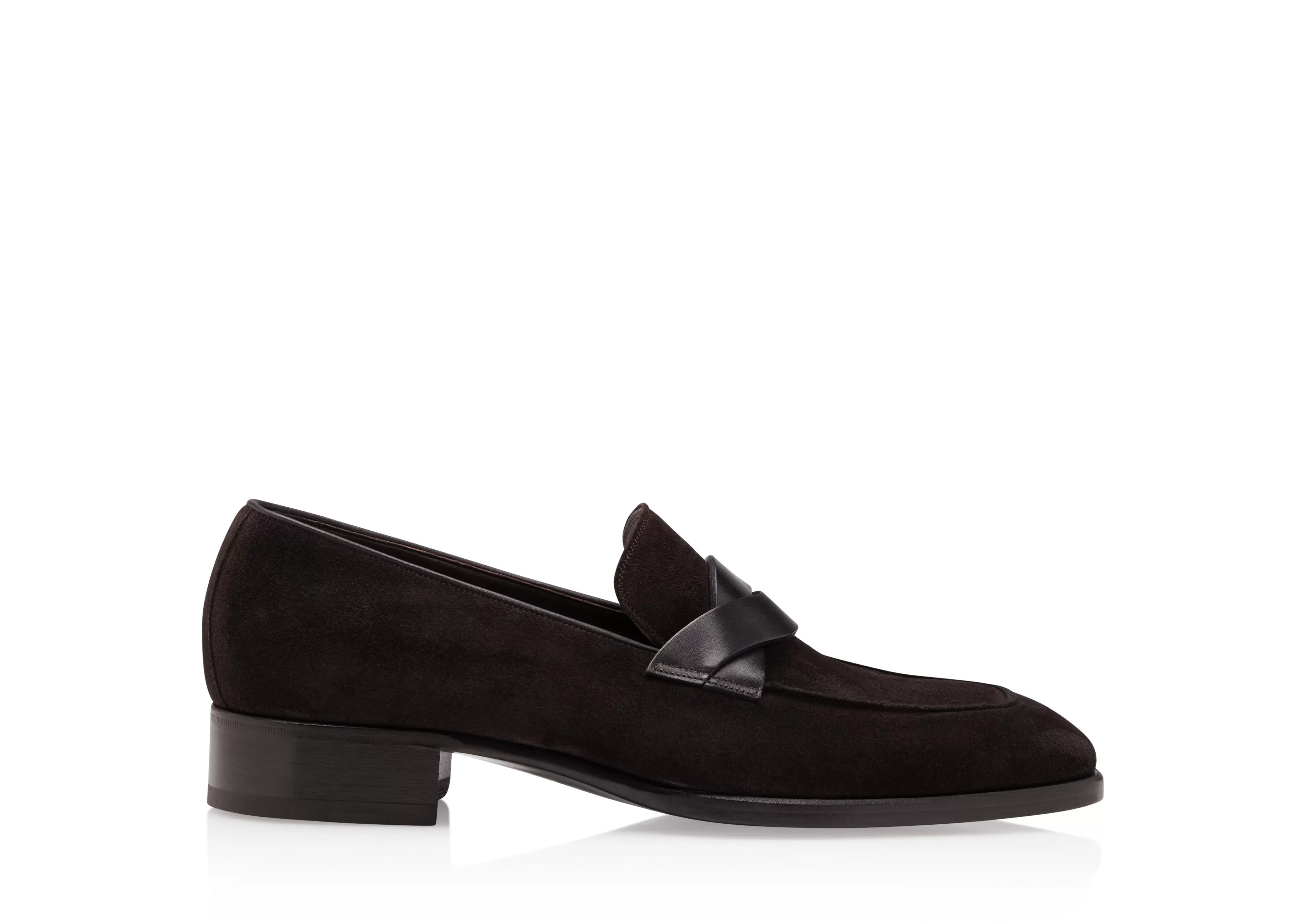 TOM FORD SUEDE ELKAN TWISTED BAND LOAFERS DARK EBONY^MEN Loafers