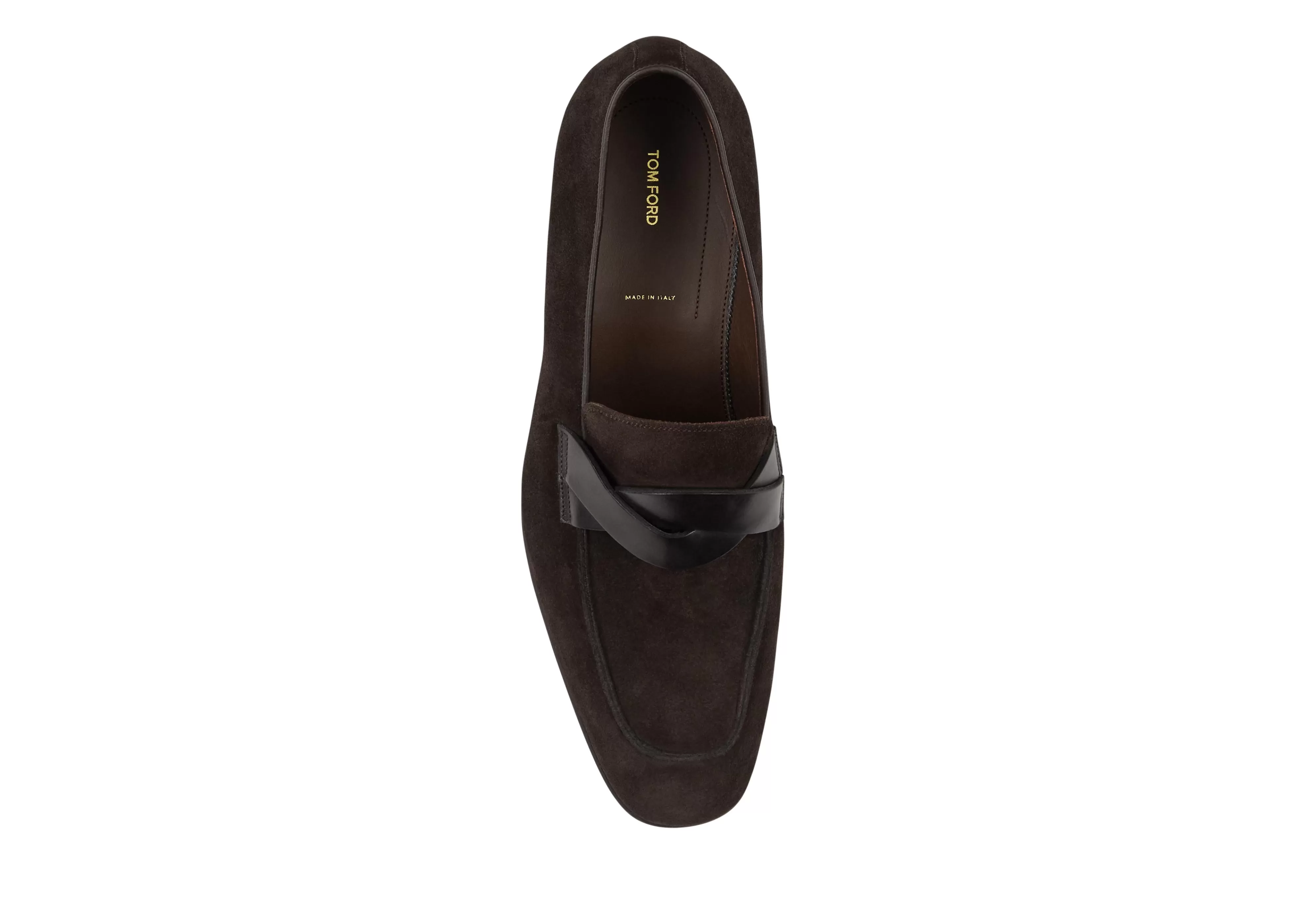 TOM FORD SUEDE ELKAN TWISTED BAND LOAFERS DARK EBONY^MEN Loafers