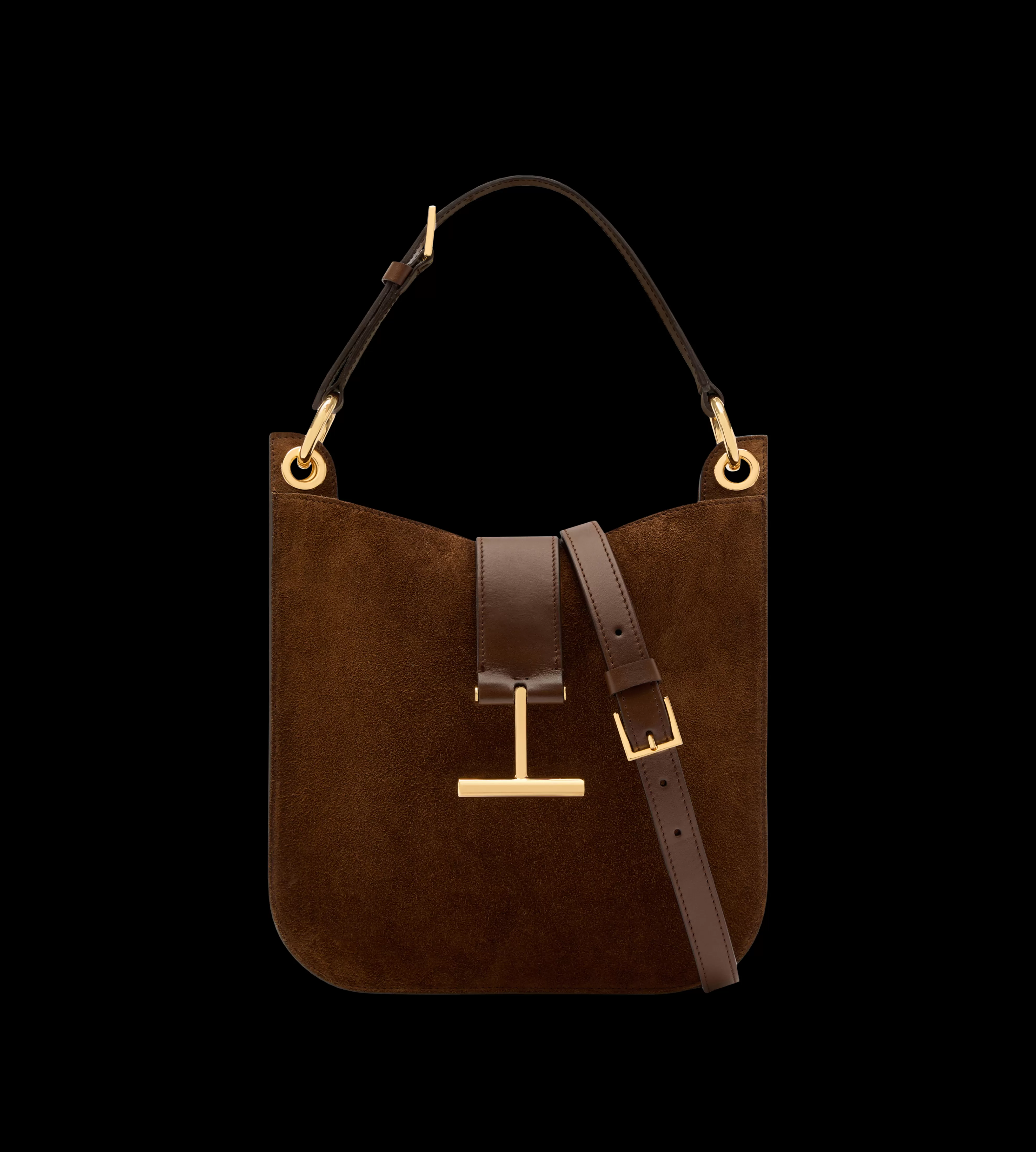 TOM FORD SUEDE LEATHER AND SMOOTH LEATHER TARA SMALL CROSSBODY WHISKY^WOMEN | WOMEN | WOMEN Shoulder Bags | Cross Body Bags | SPRING 24