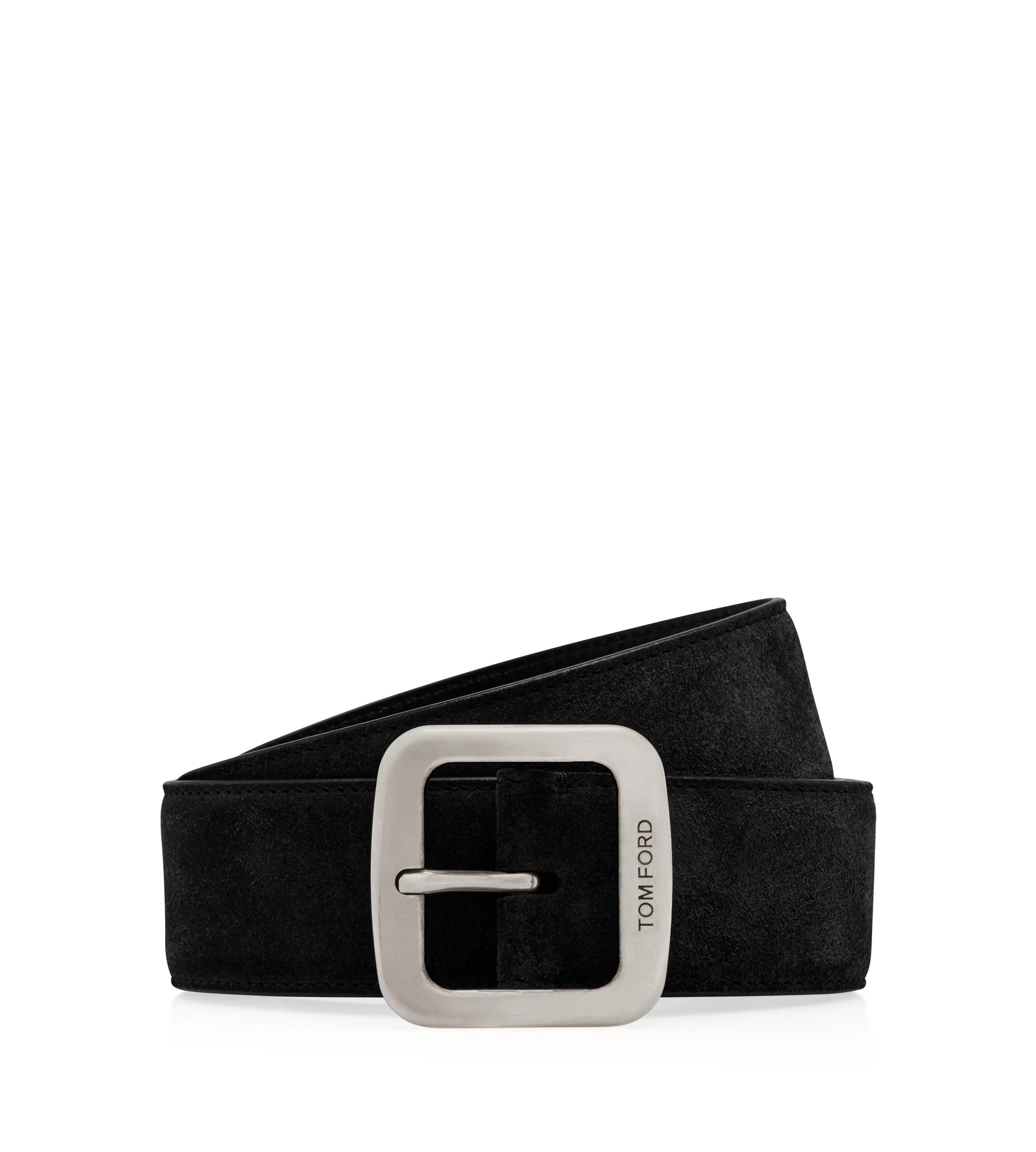 TOM FORD SUEDE SQUARE BELT BLACK^MEN | MEN Belts | SPRING 24