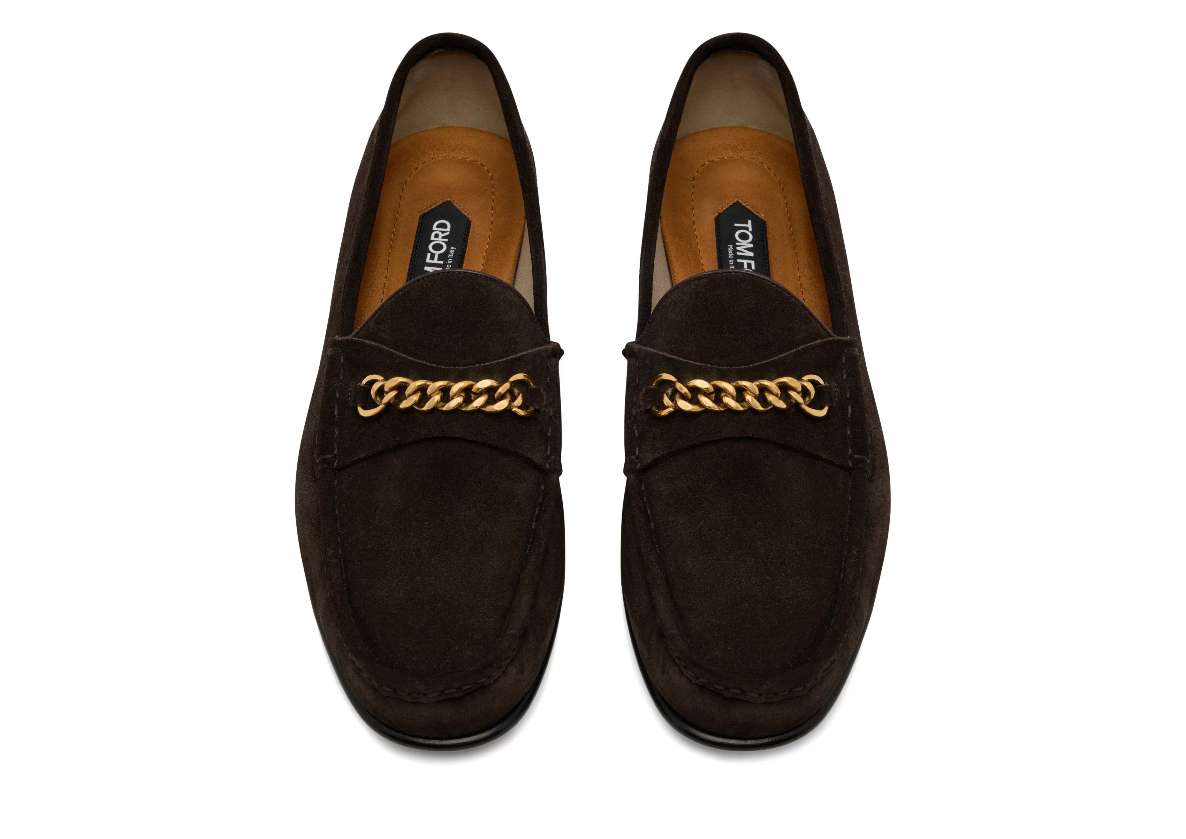 TOM FORD SUEDE YORK CHAIN LOAFER BROWN^MEN Loafers