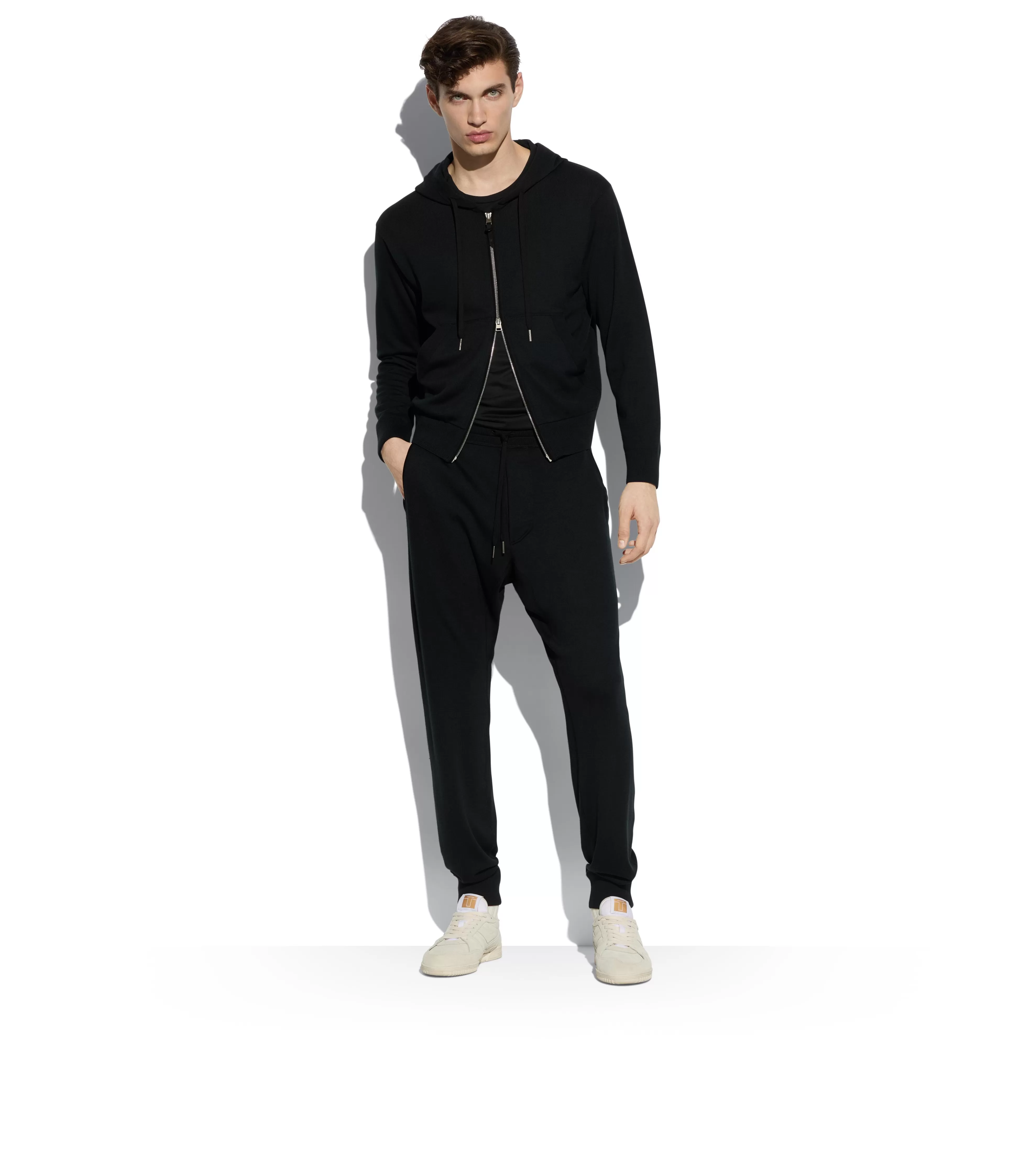 TOM FORD SUPERFINE MERINO HOODIE BLACK^MEN Knitwear