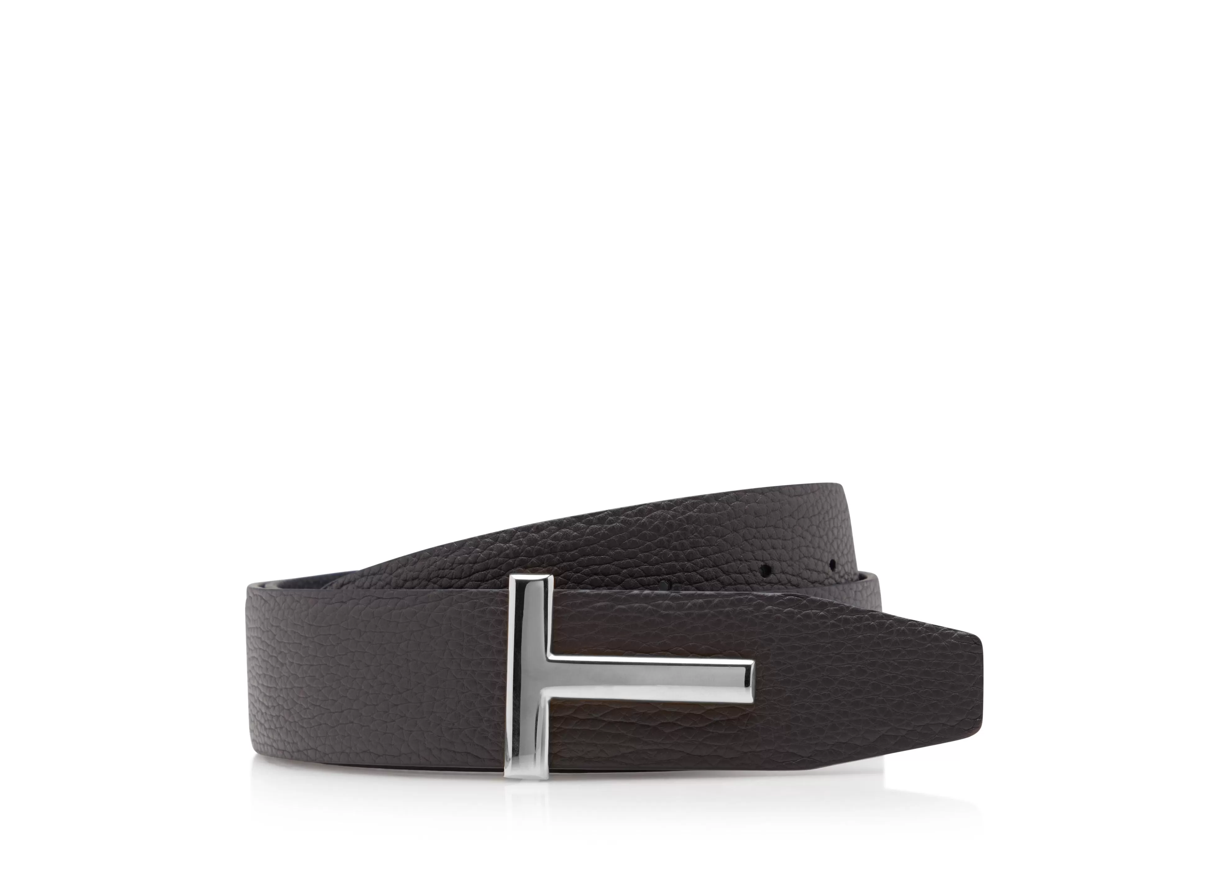 TOM FORD T ICON REVERSIBLE LEATHER BELT BROWN + BLACK^MEN Belts