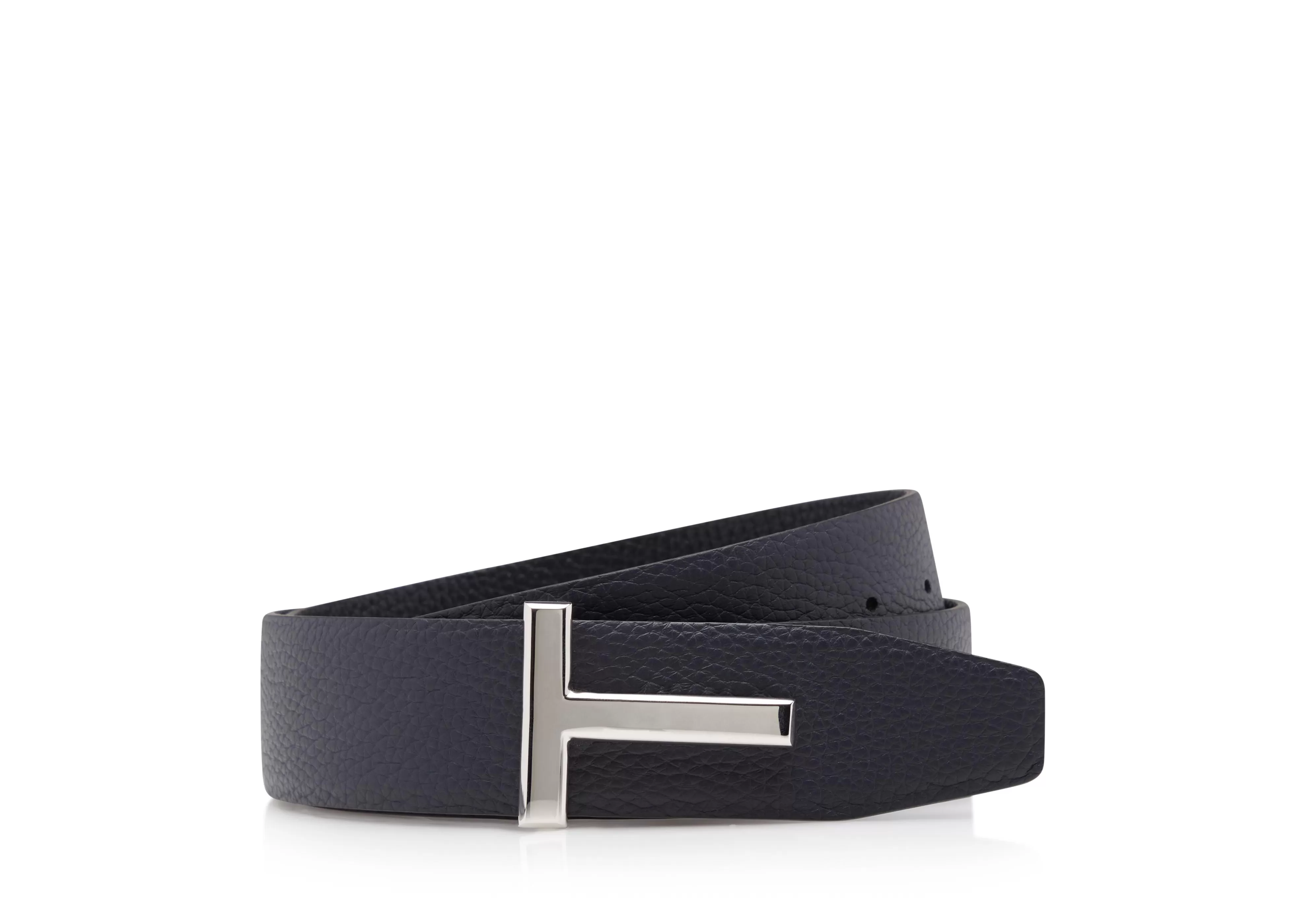 TOM FORD T ICON REVERSIBLE LEATHER BELT DARK NAVY + BLACK^MEN Belts