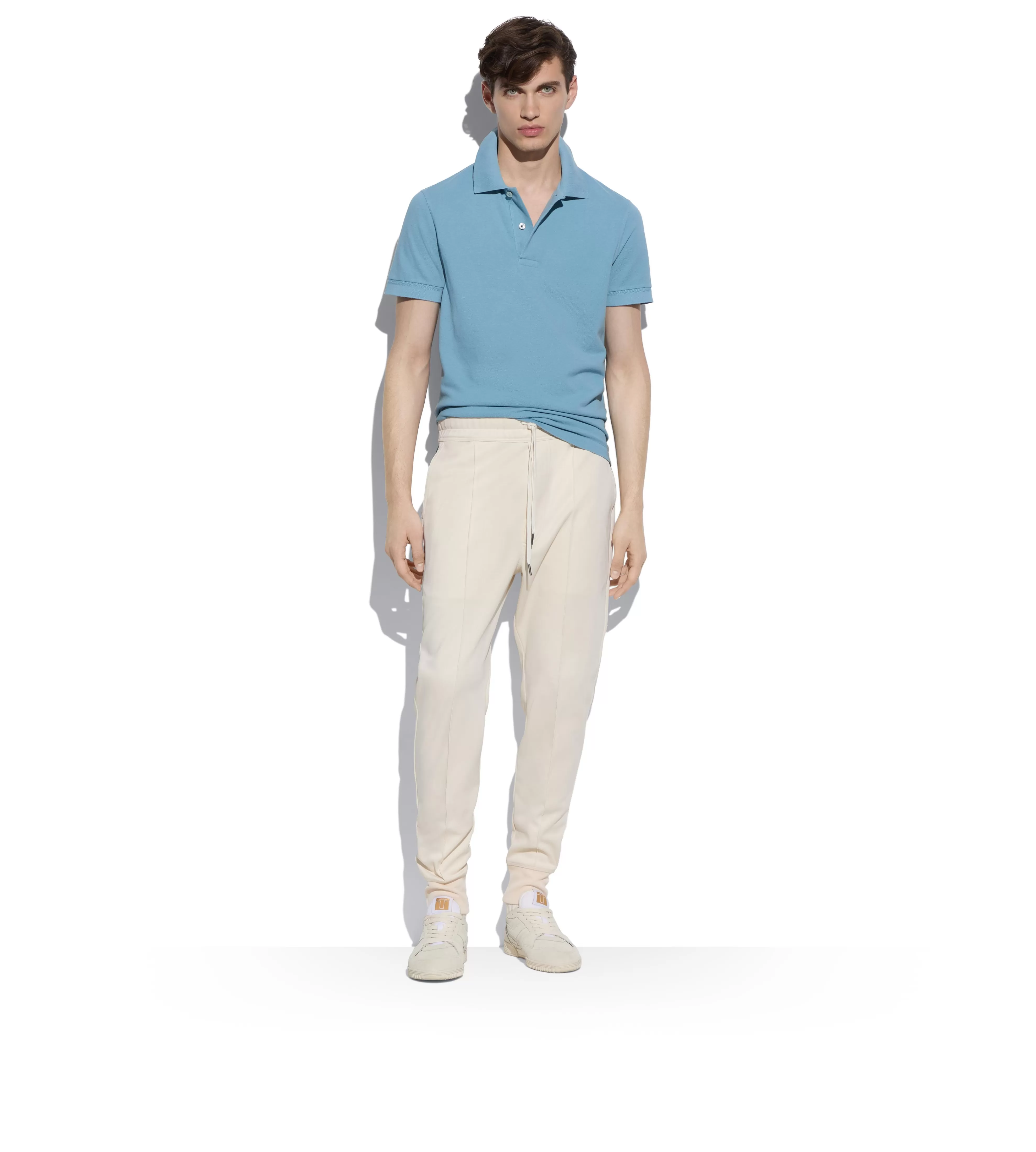 TOM FORD TENNIS PIQUET POLO LIGHT BLUE^MEN Knitwear