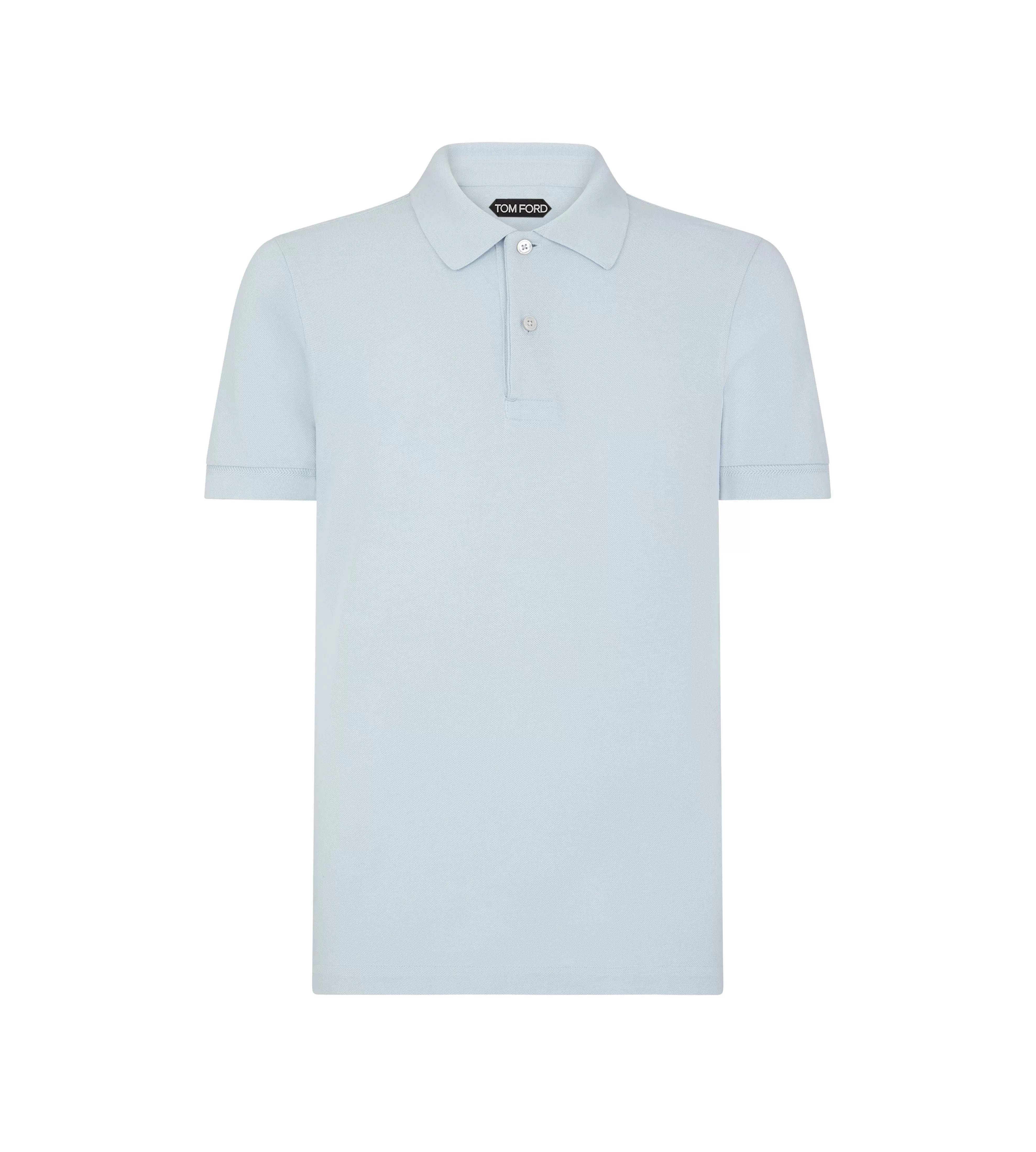 TOM FORD TENNIS PIQUET POLO LIGHT BLUE^MEN Knitwear