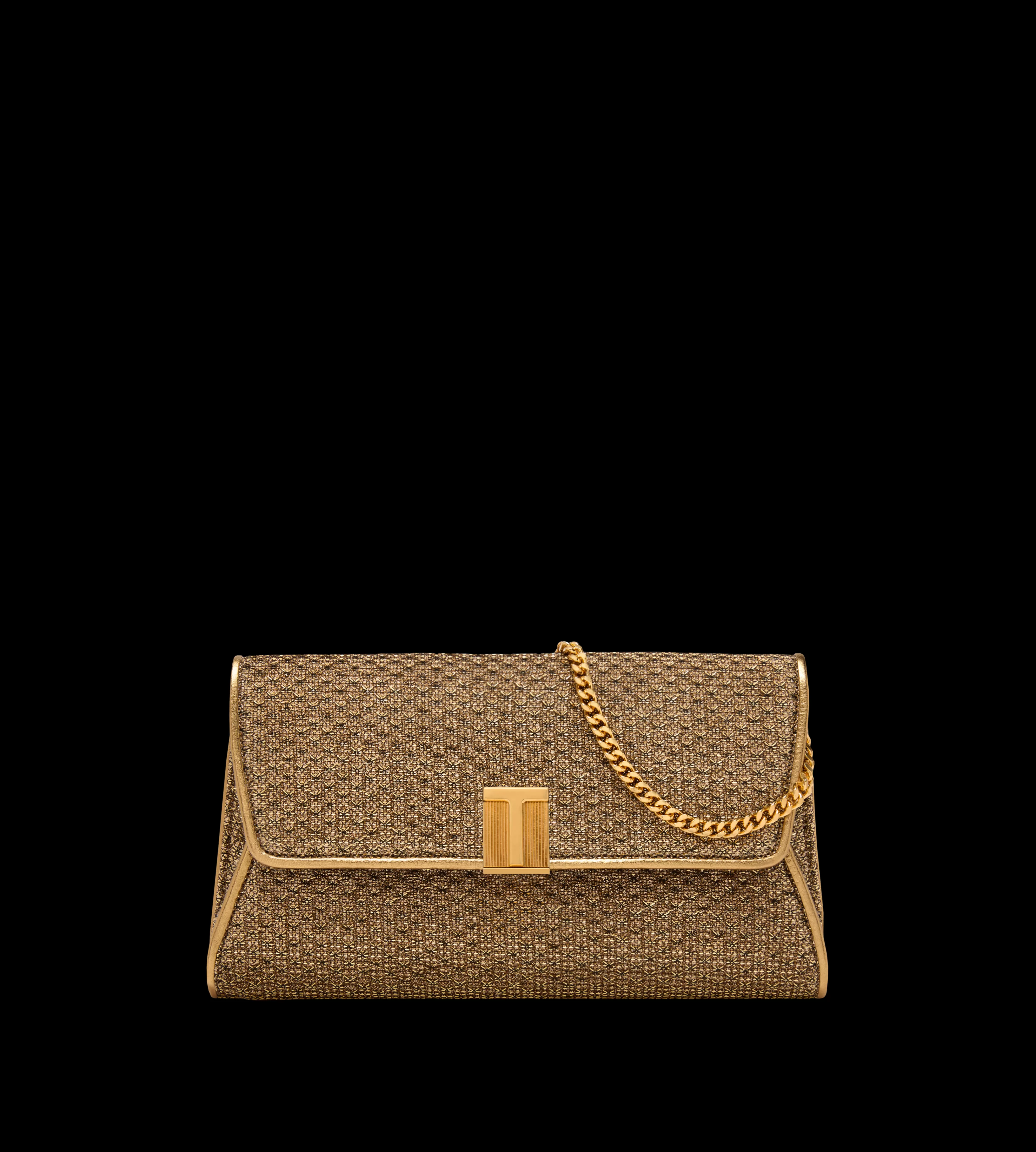 TOM FORD TEXTURED FABRIC NOBILE CLUTCH DARK GOLD^WOMEN | WOMEN | WOMEN | WOMEN Shoulder Bags | Cross Body Bags | Clutches | SPRING 24