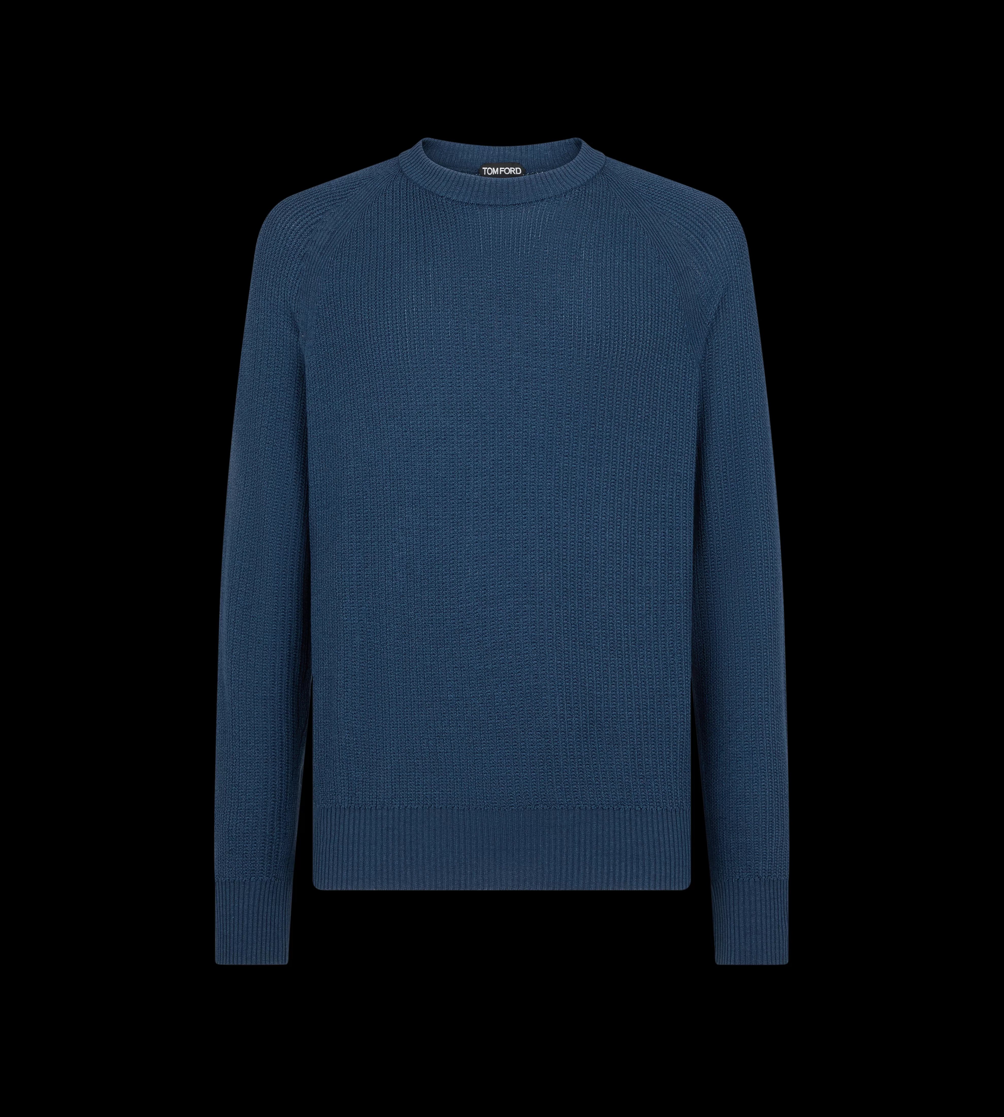 TOM FORD TEXTURED STITCH CREWNECK ROYAL BLUE^MEN SPRING 24