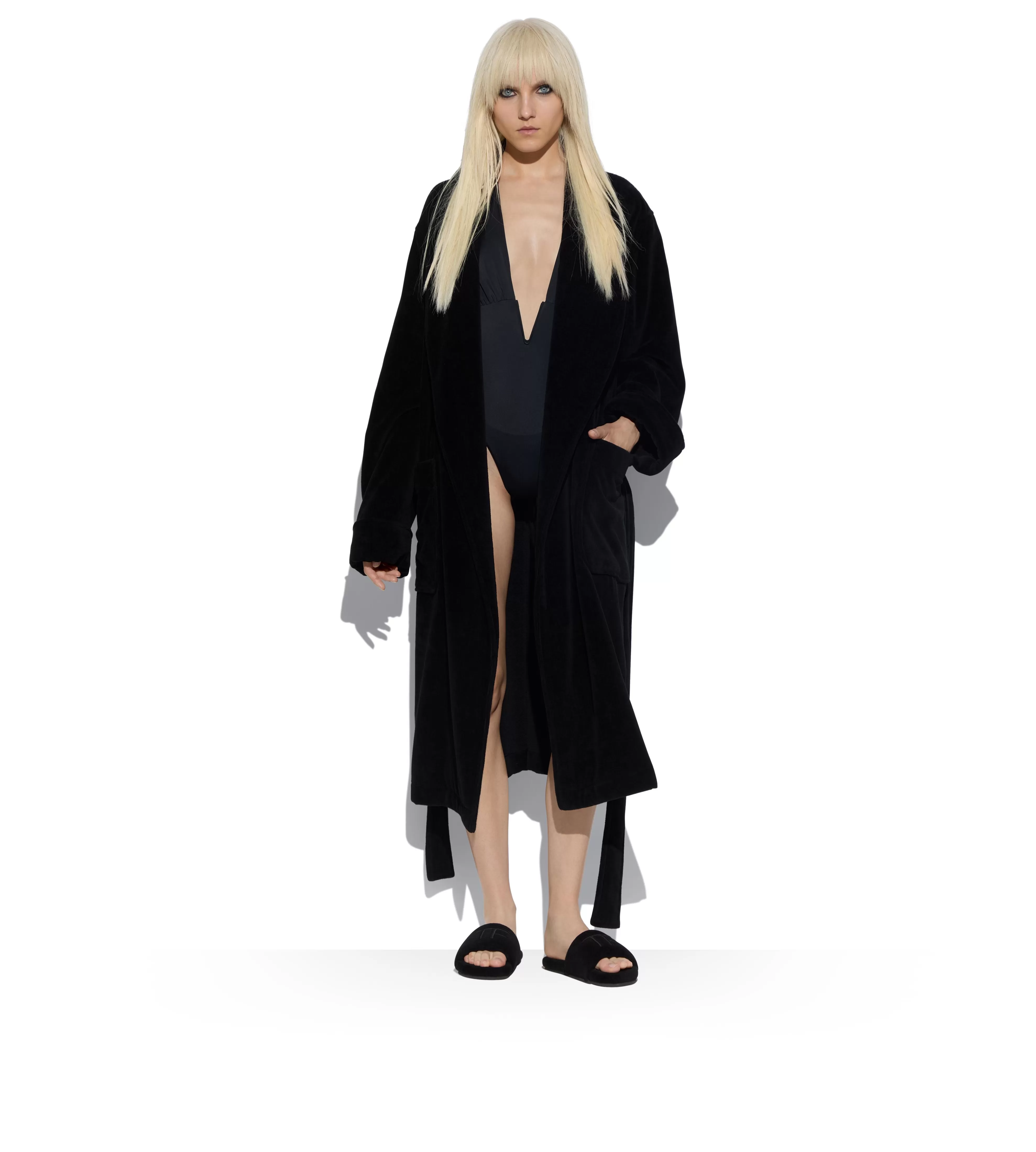 TOM FORD TOWELLING COTTON ROBE BLACK^WOMEN Pajamas & Robes