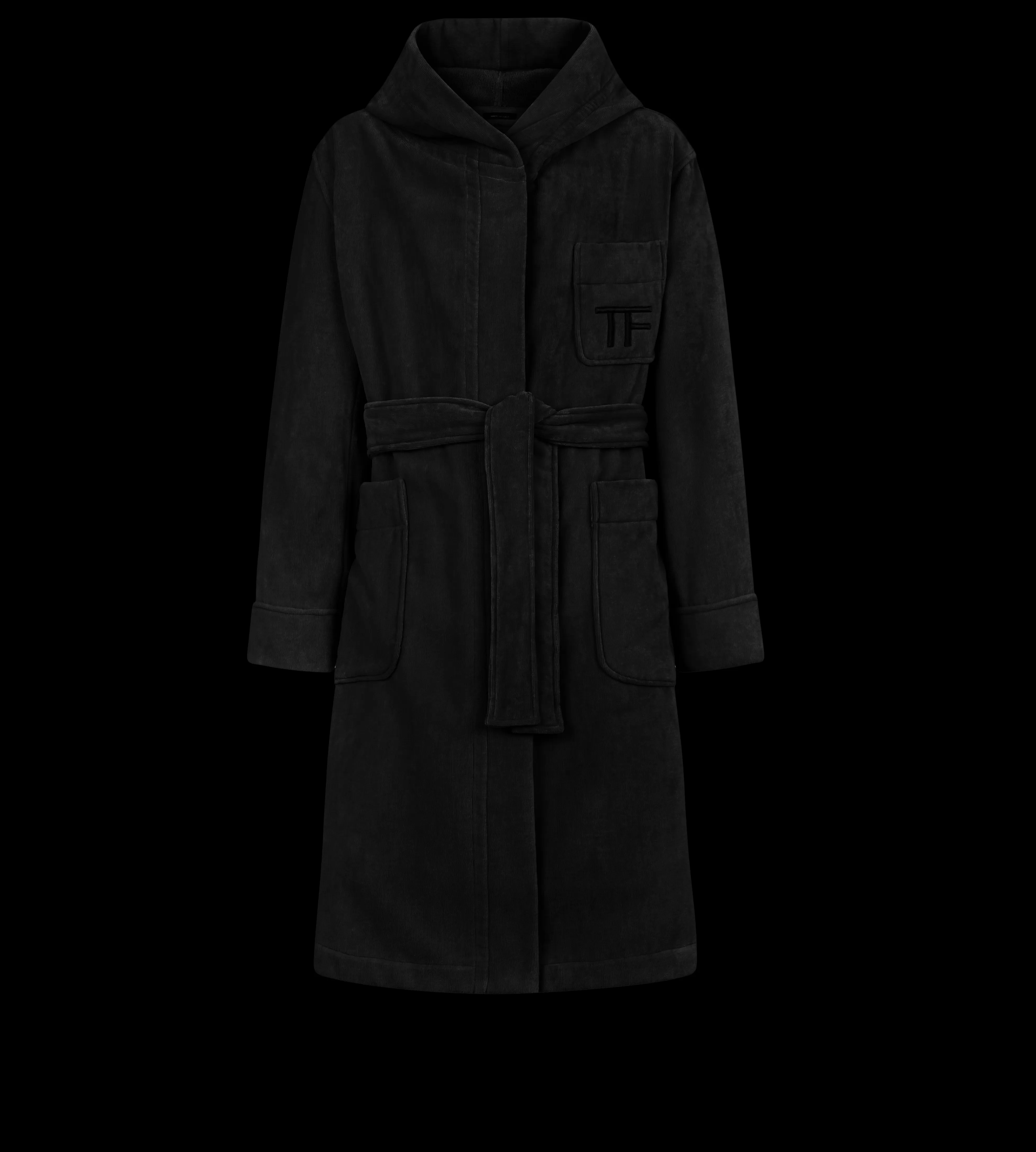 TOM FORD TOWELLING HOODED ROBE BLACK^MEN | MEN ROBES | SPRING 24