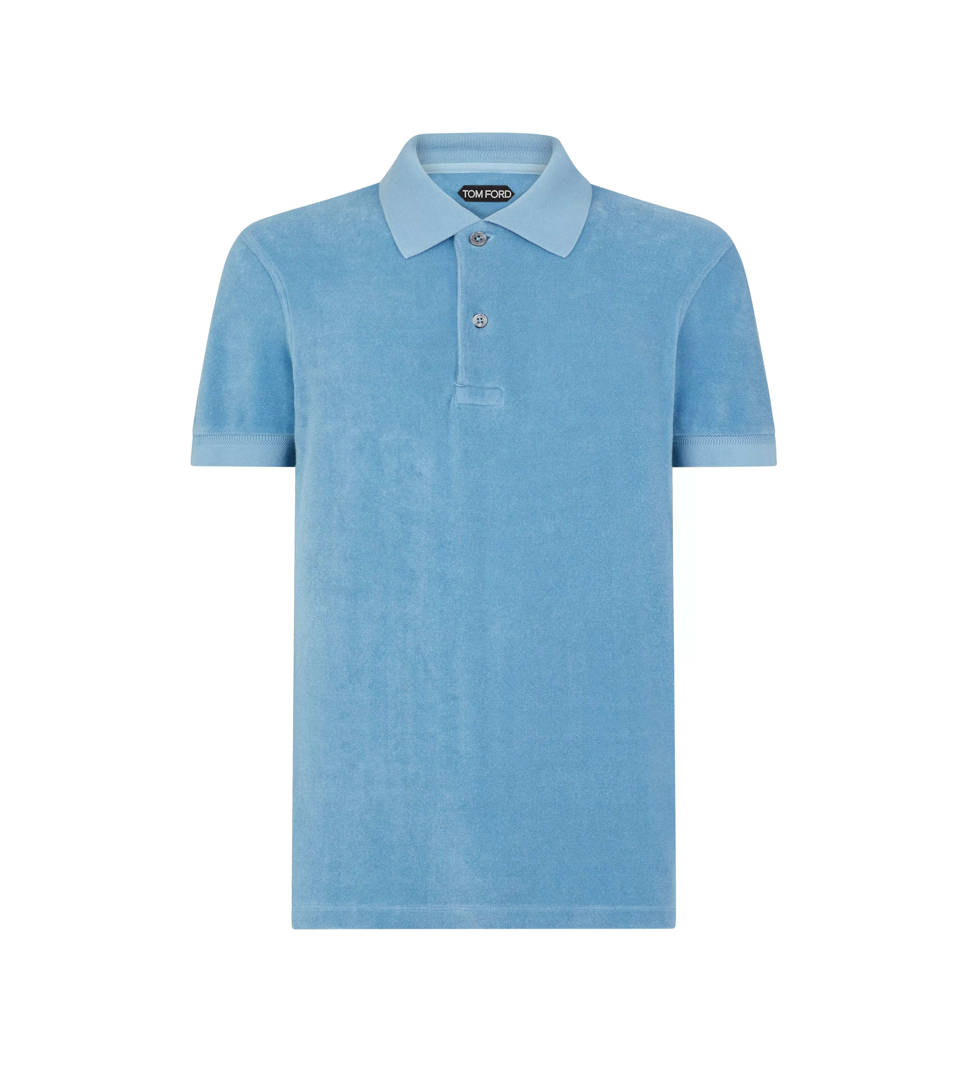 TOM FORD TOWELLING POLO AQUA^MEN Knitwear