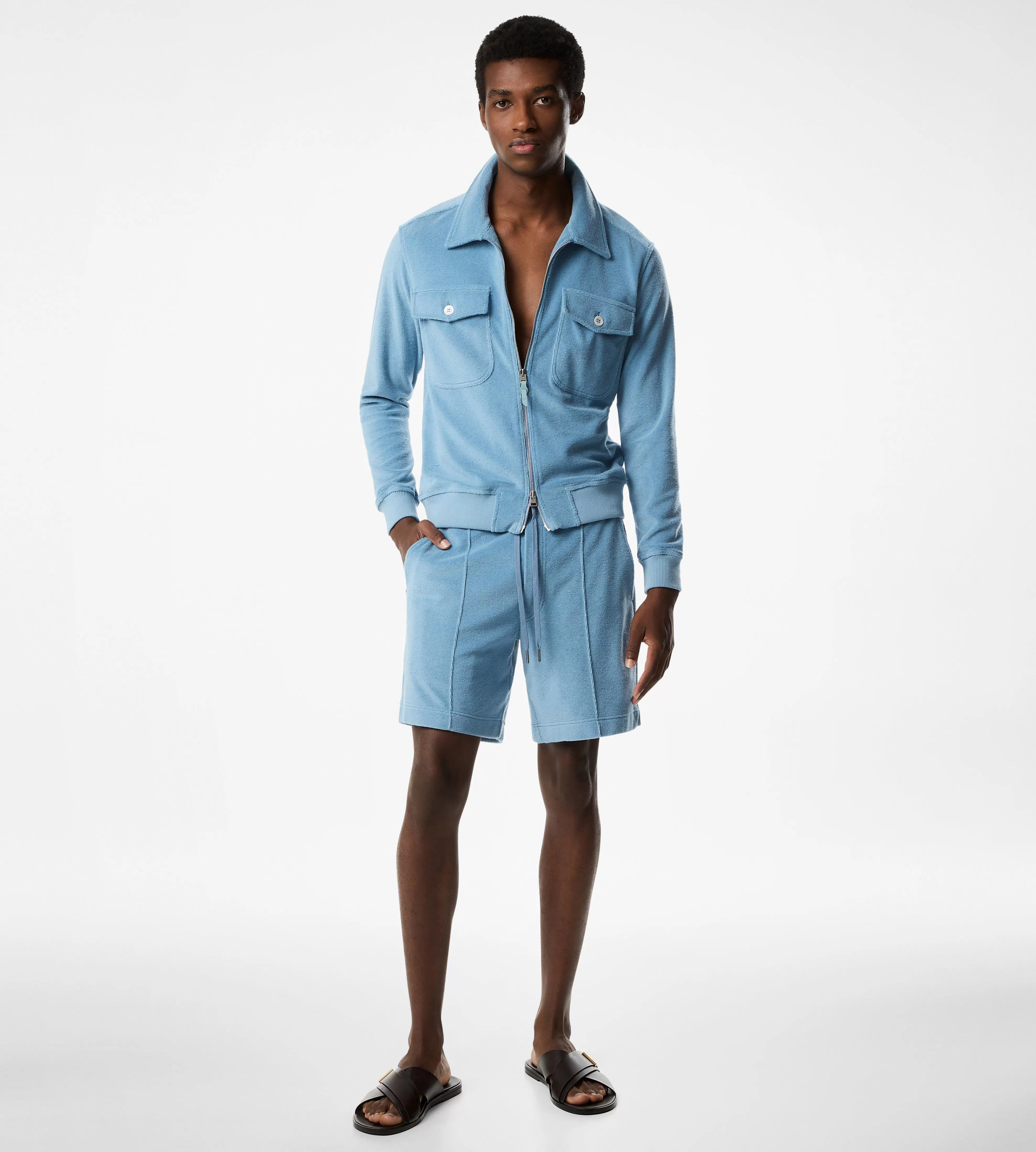 TOM FORD TOWELLING ZIP THROUGH AZUR^MEN | MEN | MEN Outerwear | SPRING 24 | JETSETTER EDIT