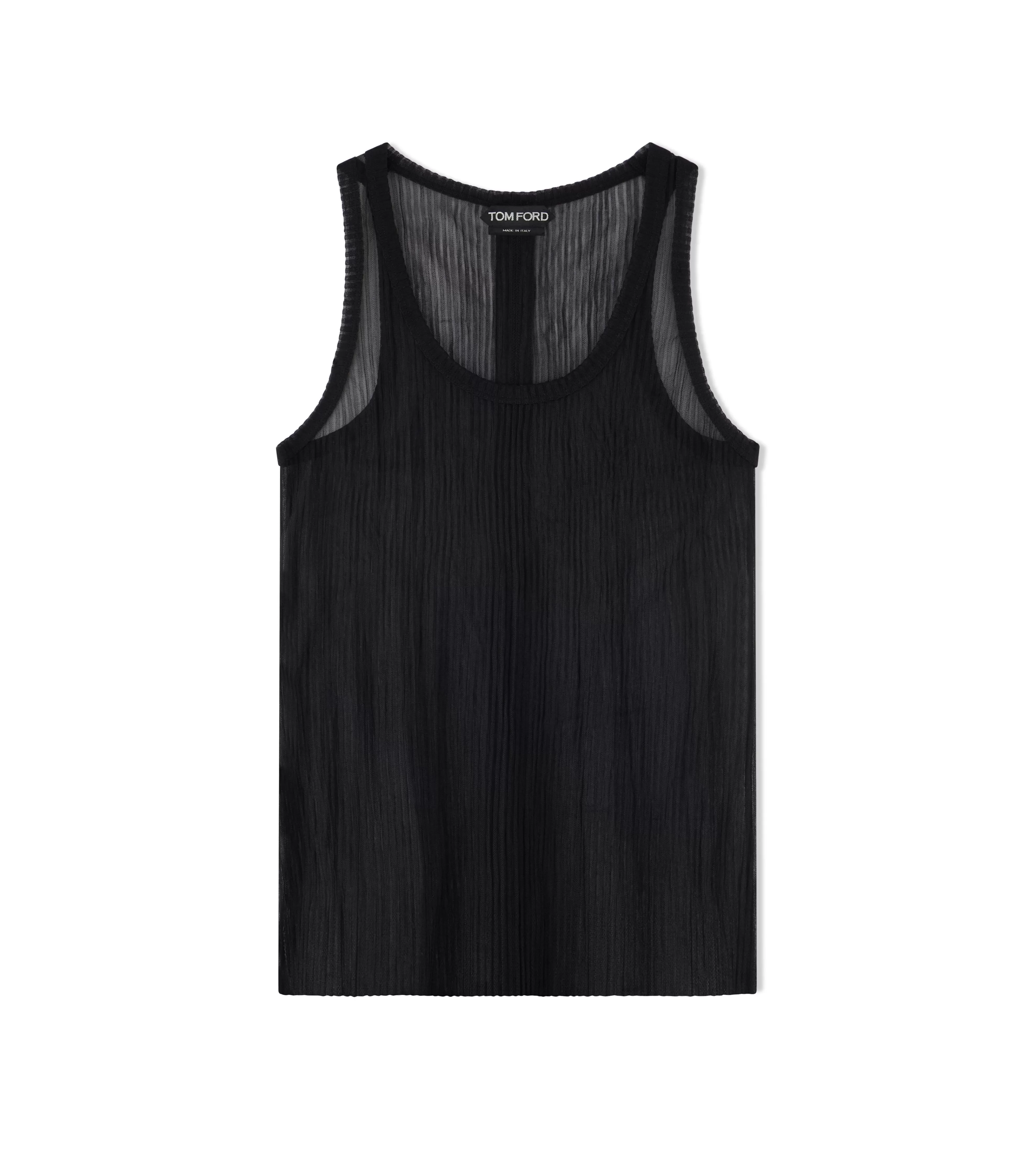 TOM FORD TRANSPARENT RIB JERSEY TANK TOP BLACK^WOMEN Tops