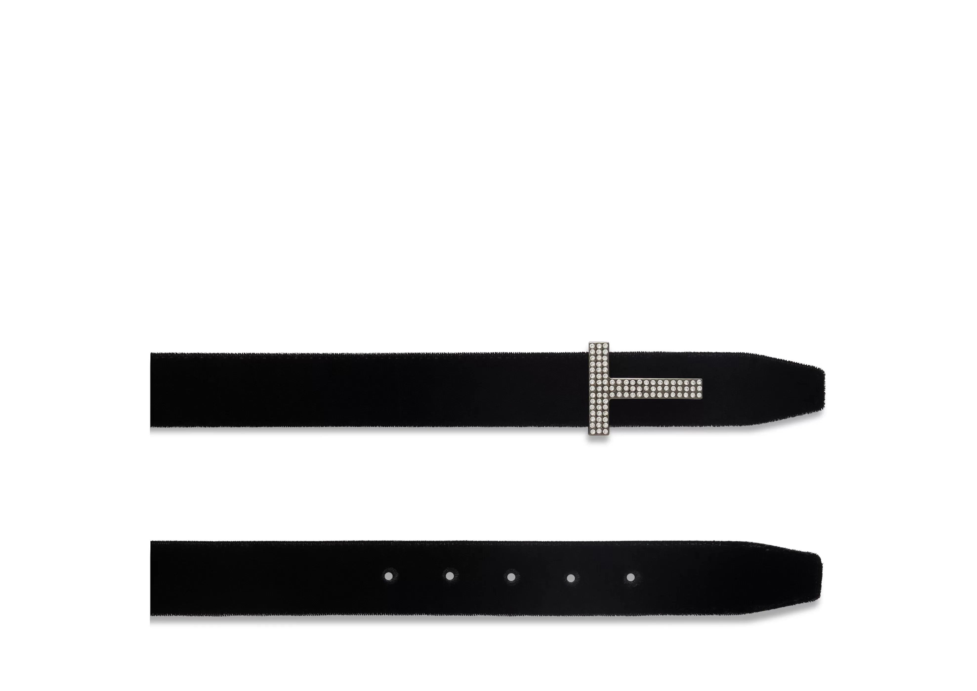 TOM FORD VELVET AND CRYSTAL STONES T BELT BLACK^WOMEN | WOMEN Belts | Accessories