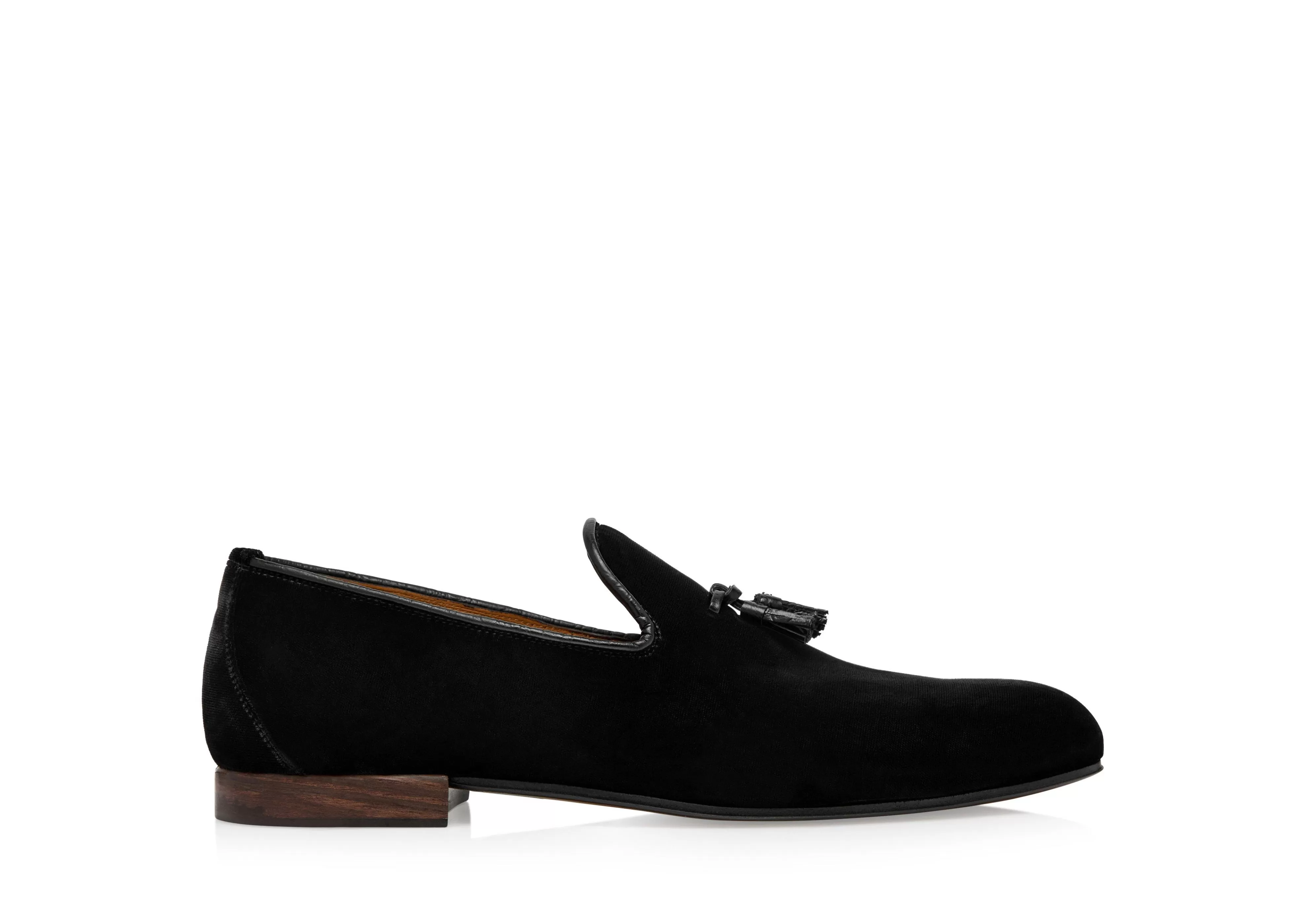 TOM FORD VELVET NICOLAS TASSEL SLIPPER BLACK^MEN Loafers