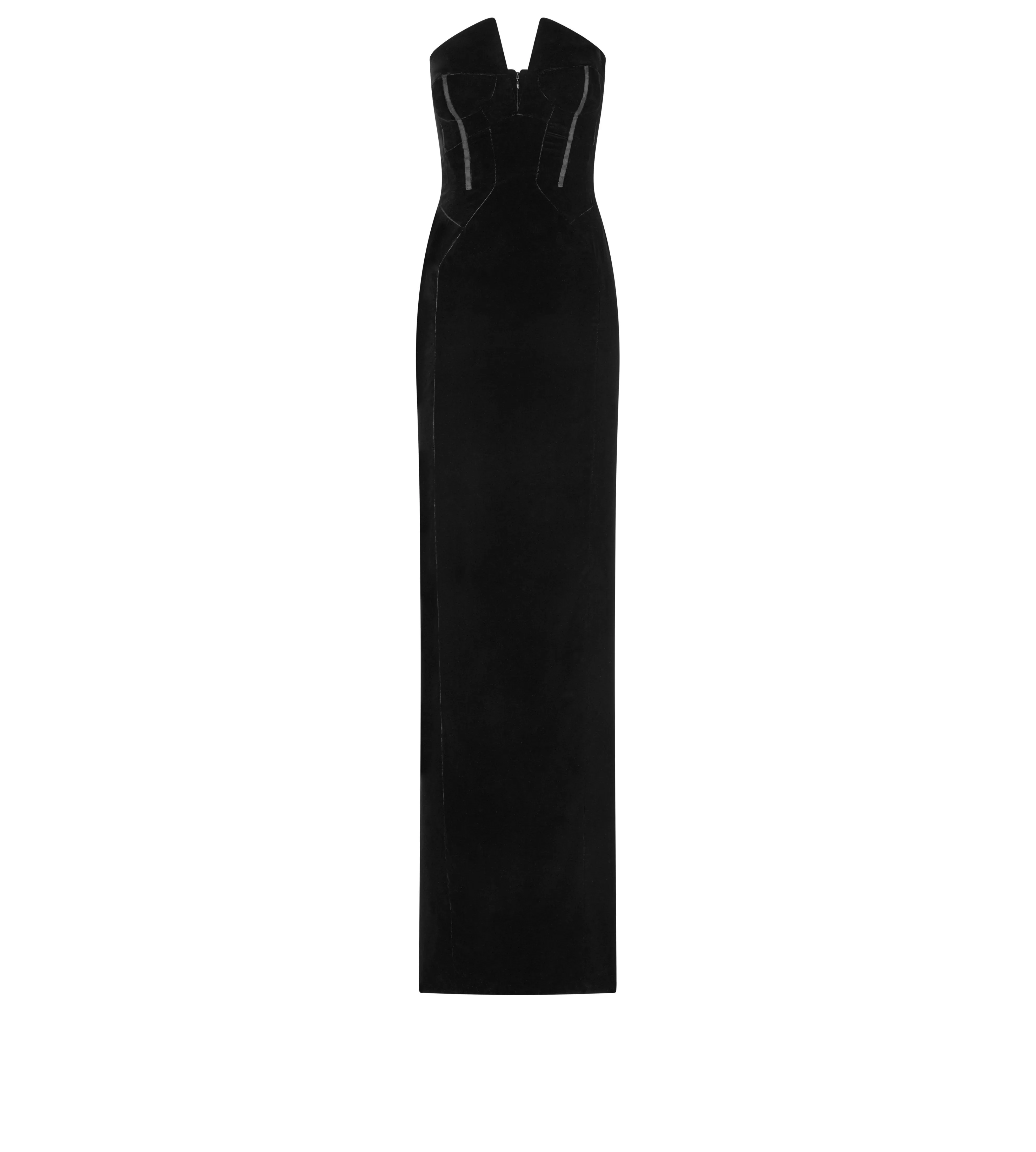 TOM FORD VELVET STRAPLESS EVENING DRESS BLACK^WOMEN | WOMEN | WOMEN Evening | Dresses | AUTUMN/WINTER 23