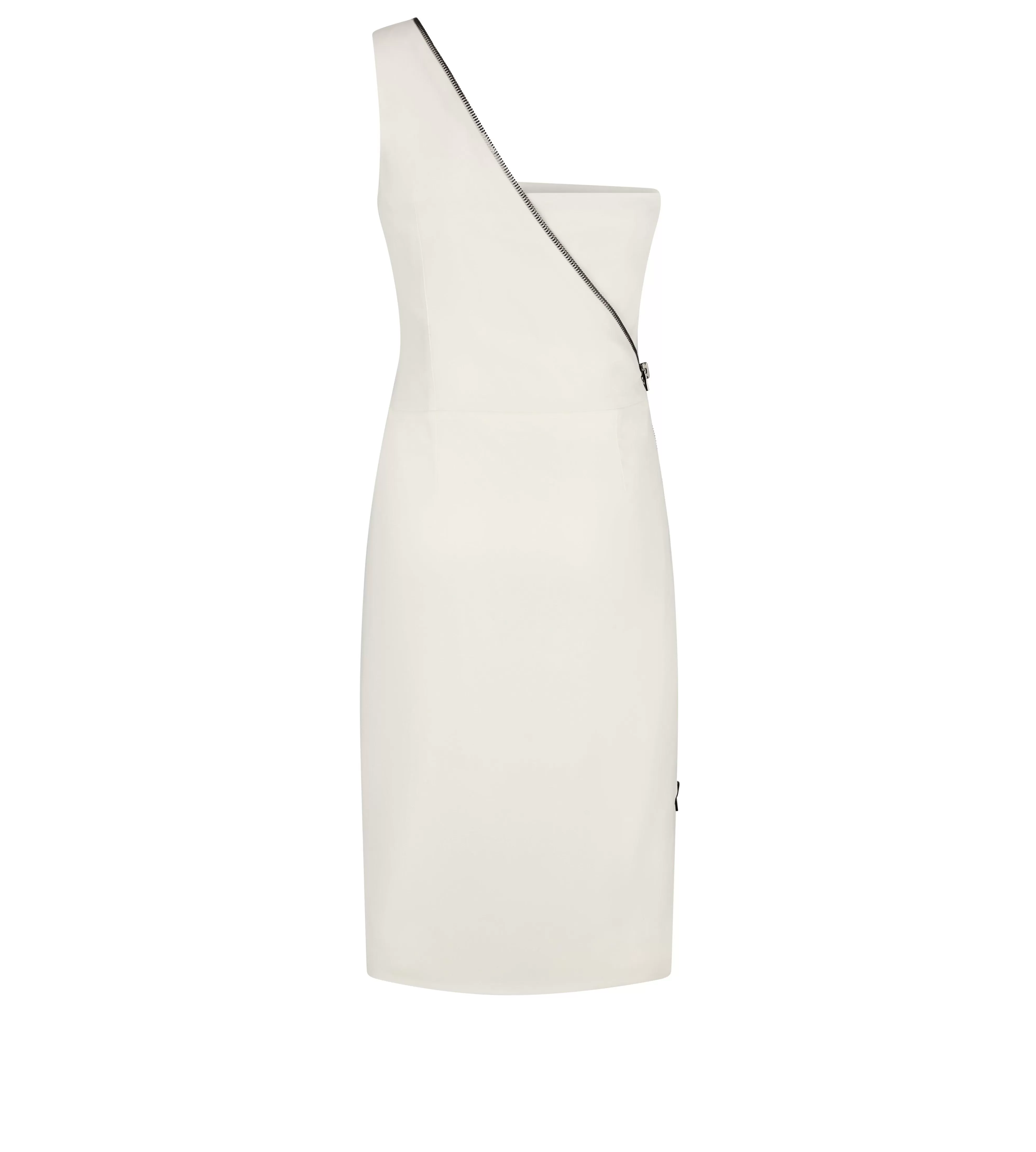 TOM FORD VISCOSE STRETCH CADY ONE SHOULDER COCKTAIL DRESS CHALK^WOMEN | WOMEN Dresses | AUTUMN/WINTER 23