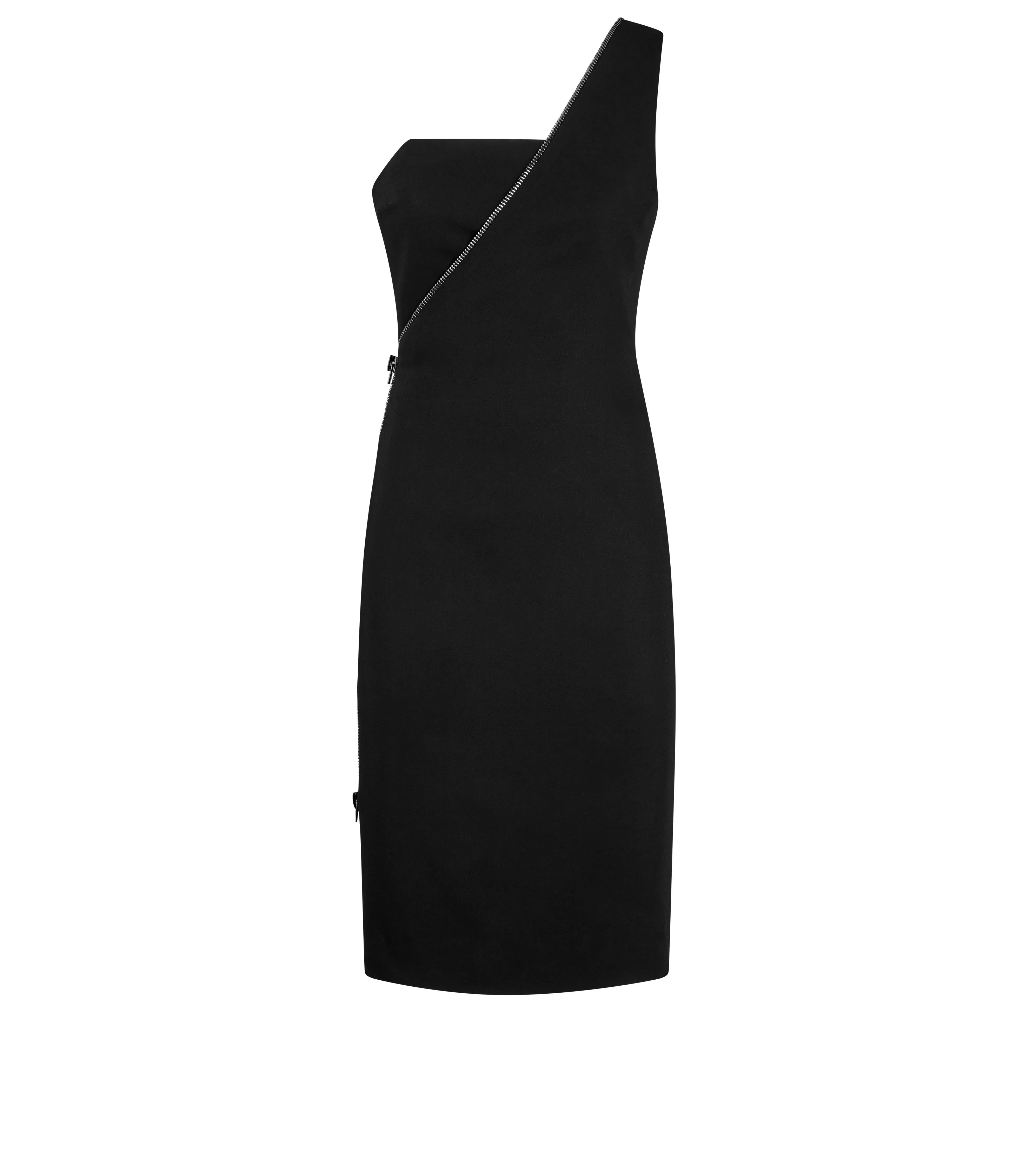 TOM FORD VISCOSE STRETCH CADY ONE SHOULDER COCKTAIL DRESS BLACK^WOMEN | WOMEN Dresses | AUTUMN/WINTER 23