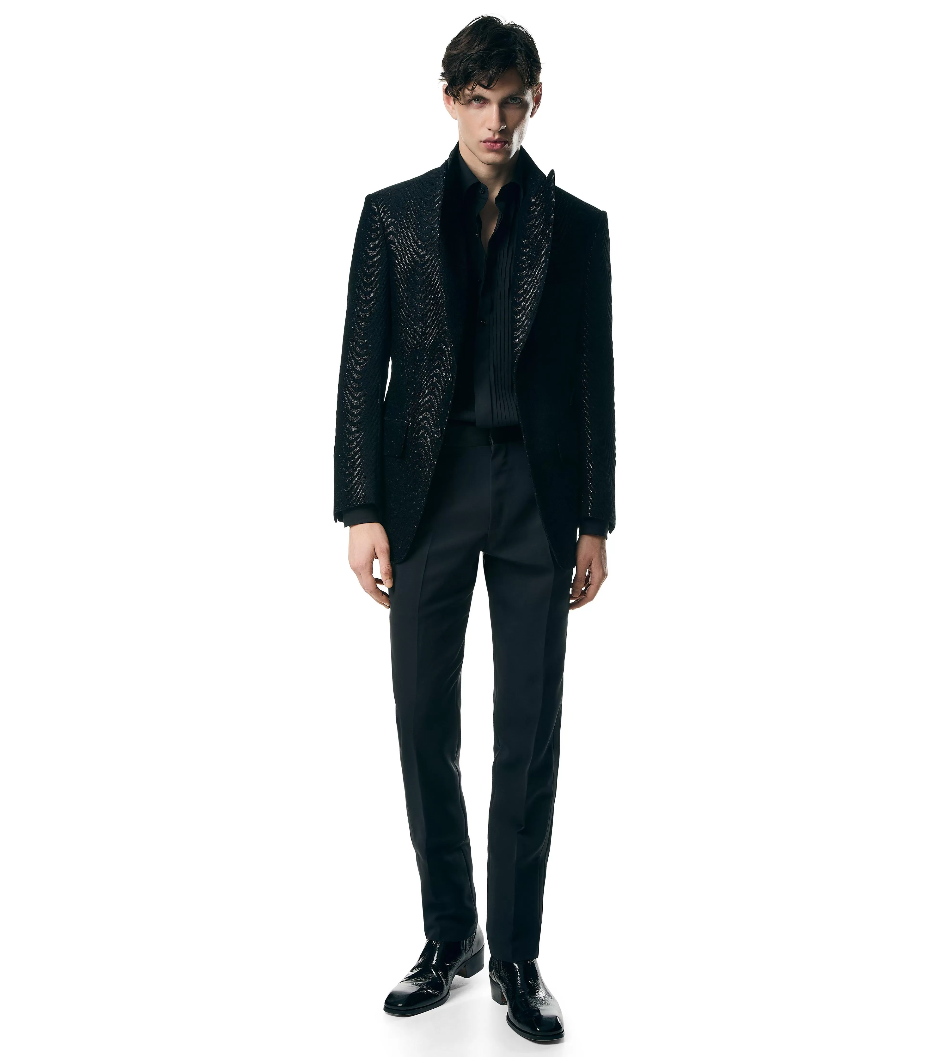 TOM FORD WAVE JACQUARD ATTICUS COCKTAIL JACKET BLACK^MEN Jackets