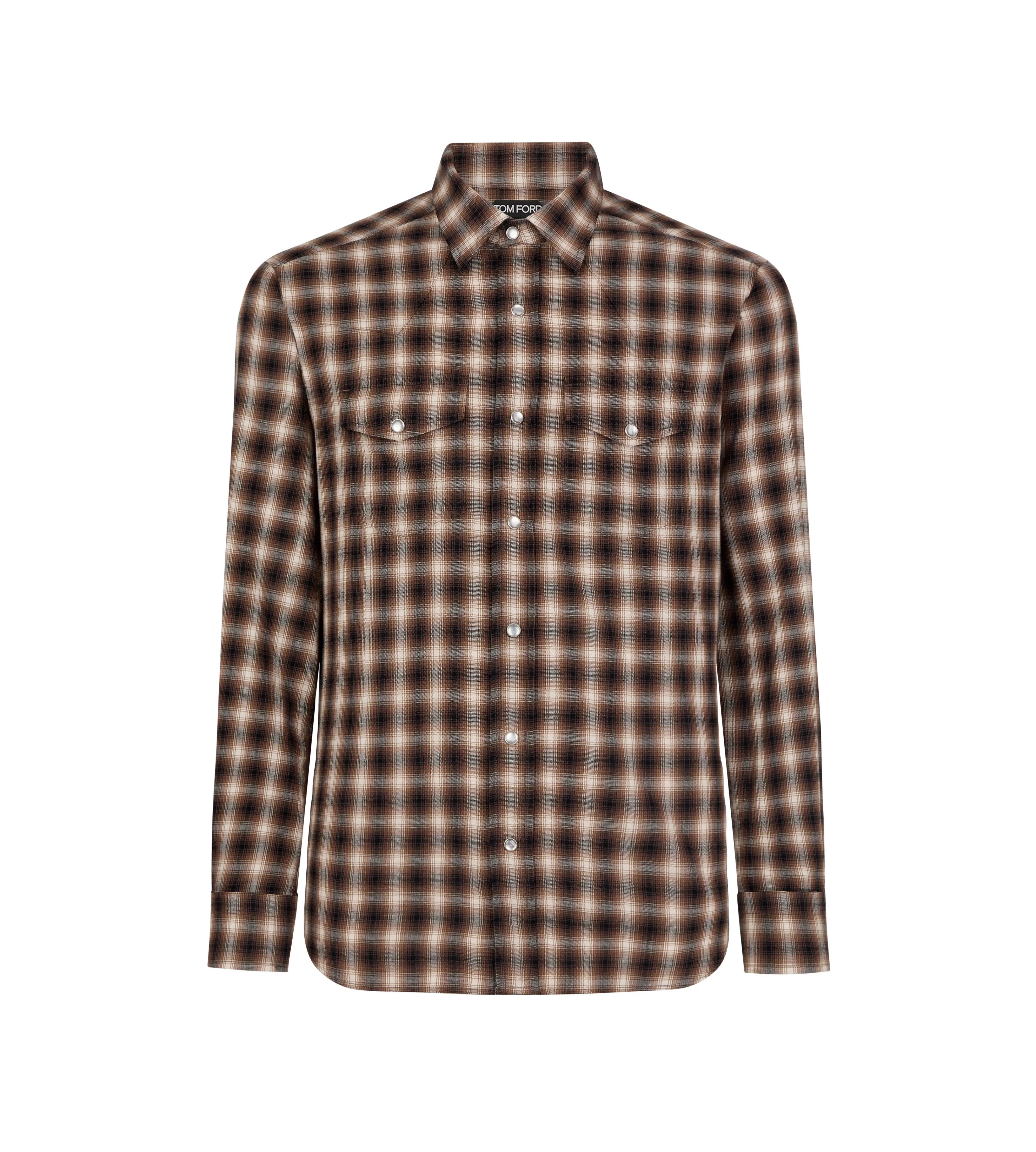 TOM FORD WESTERN CHECK SHIRT COMBO BROWN^MEN Shirts