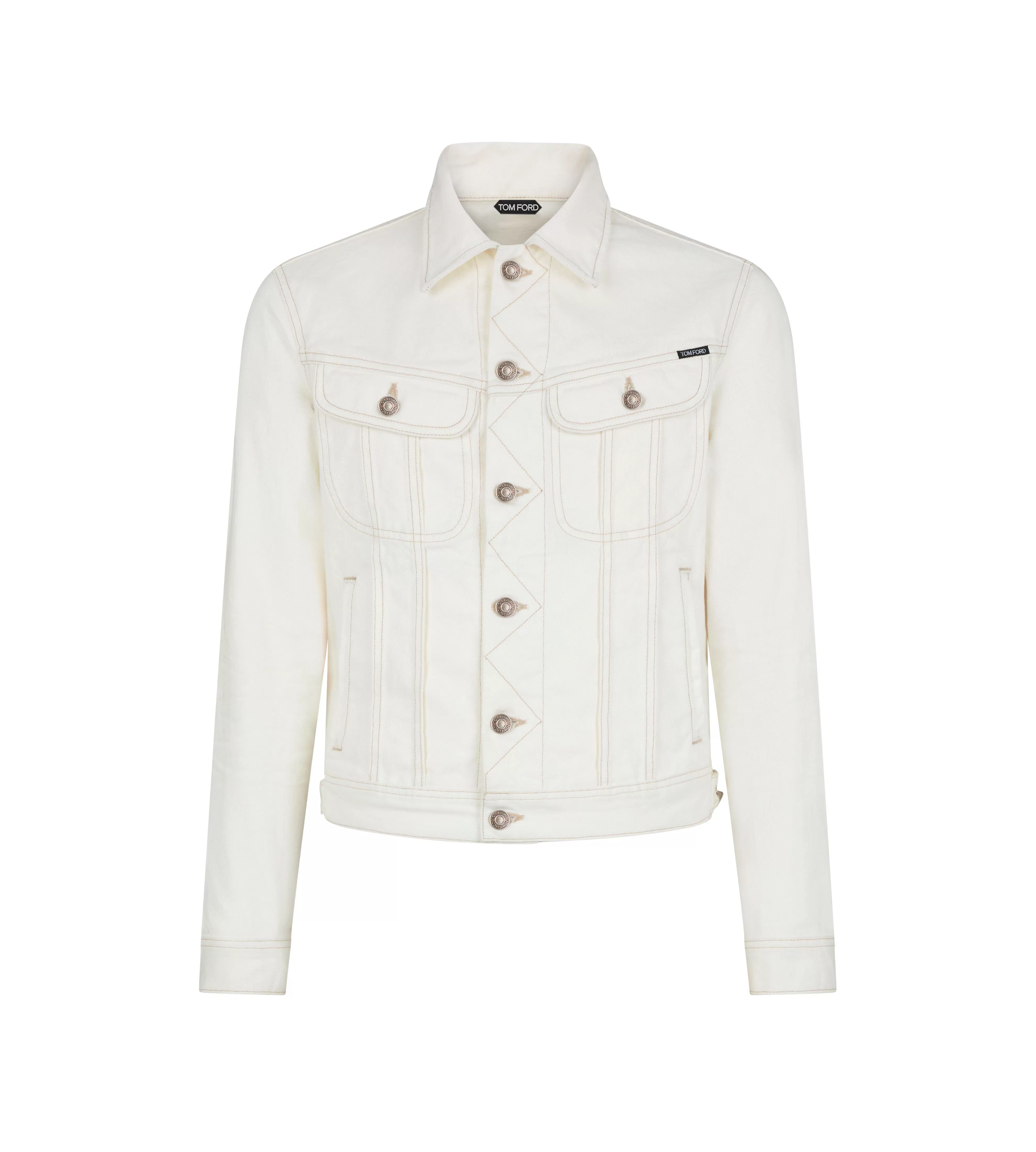 TOM FORD WHITE TWILL ICON DENIM JACKET IVORY^MEN Outerwear