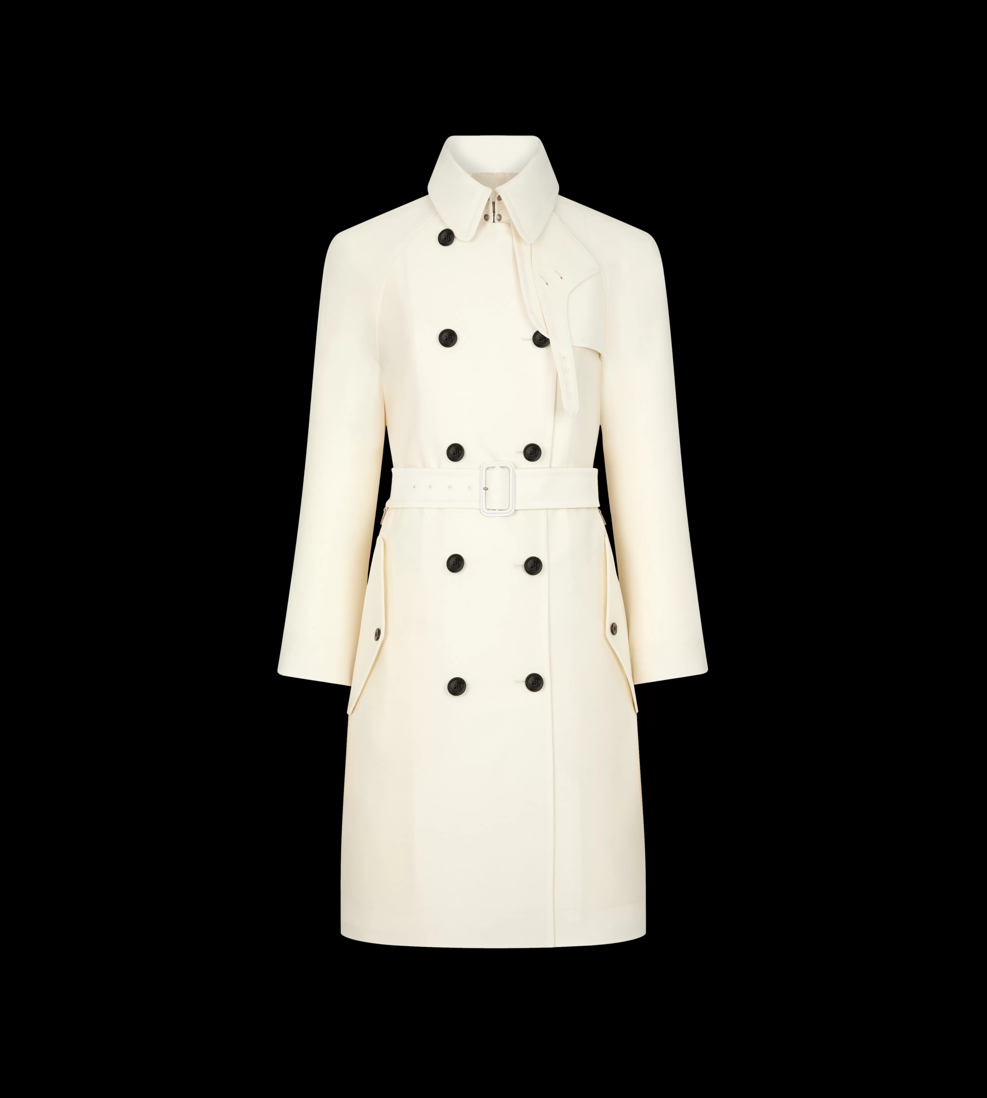 TOM FORD WOOL AND SILK BLEND TWILL TRENCH COAT ECRU^WOMEN | WOMEN Outerwear | SPRING 24