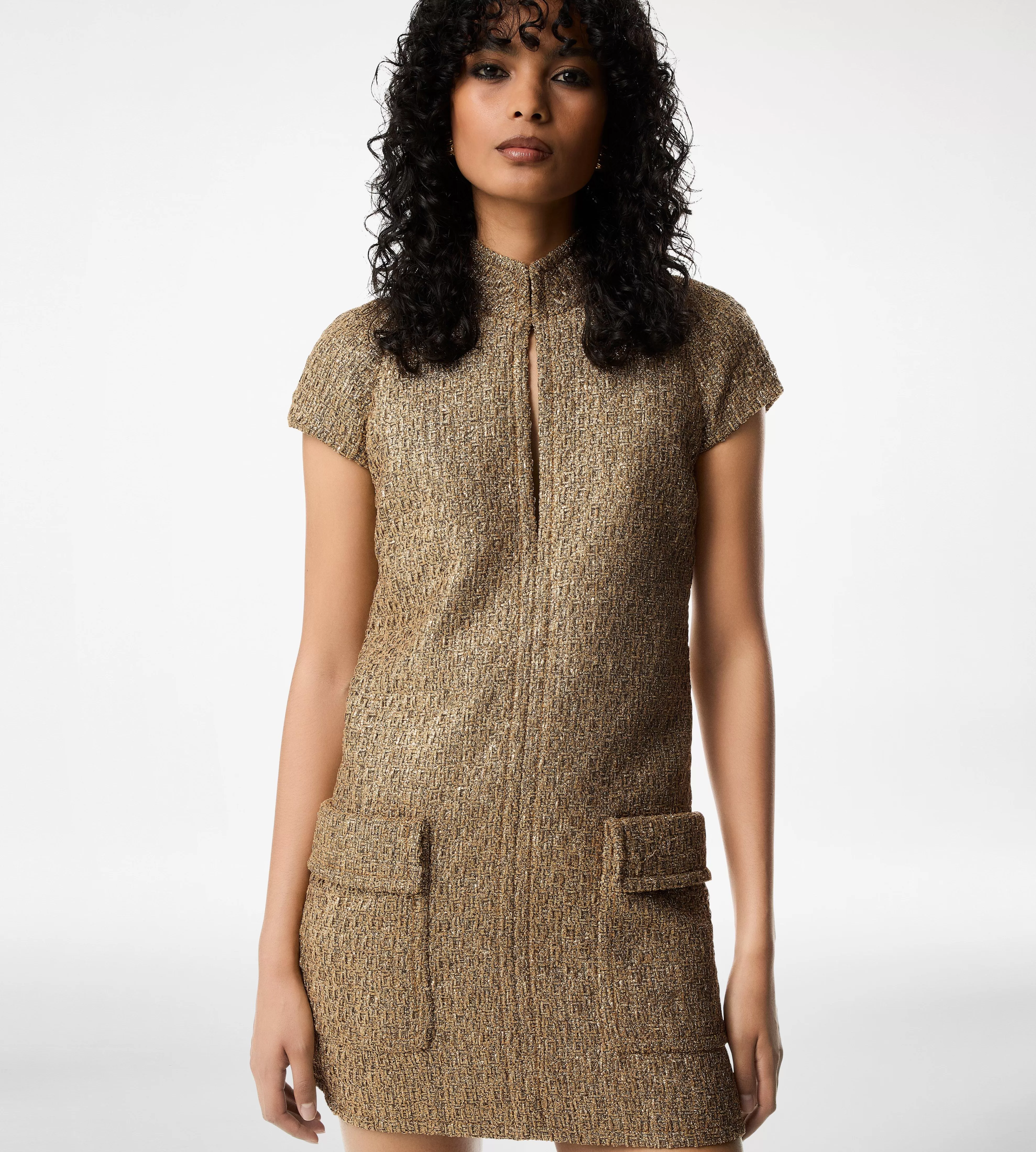 TOM FORD WOOL BLEND TWEED MINI COCKTAIL DRESS ANTIQUE GOLD^WOMEN | WOMEN | WOMEN Dresses | JETSETTER EDIT | SPRING 24