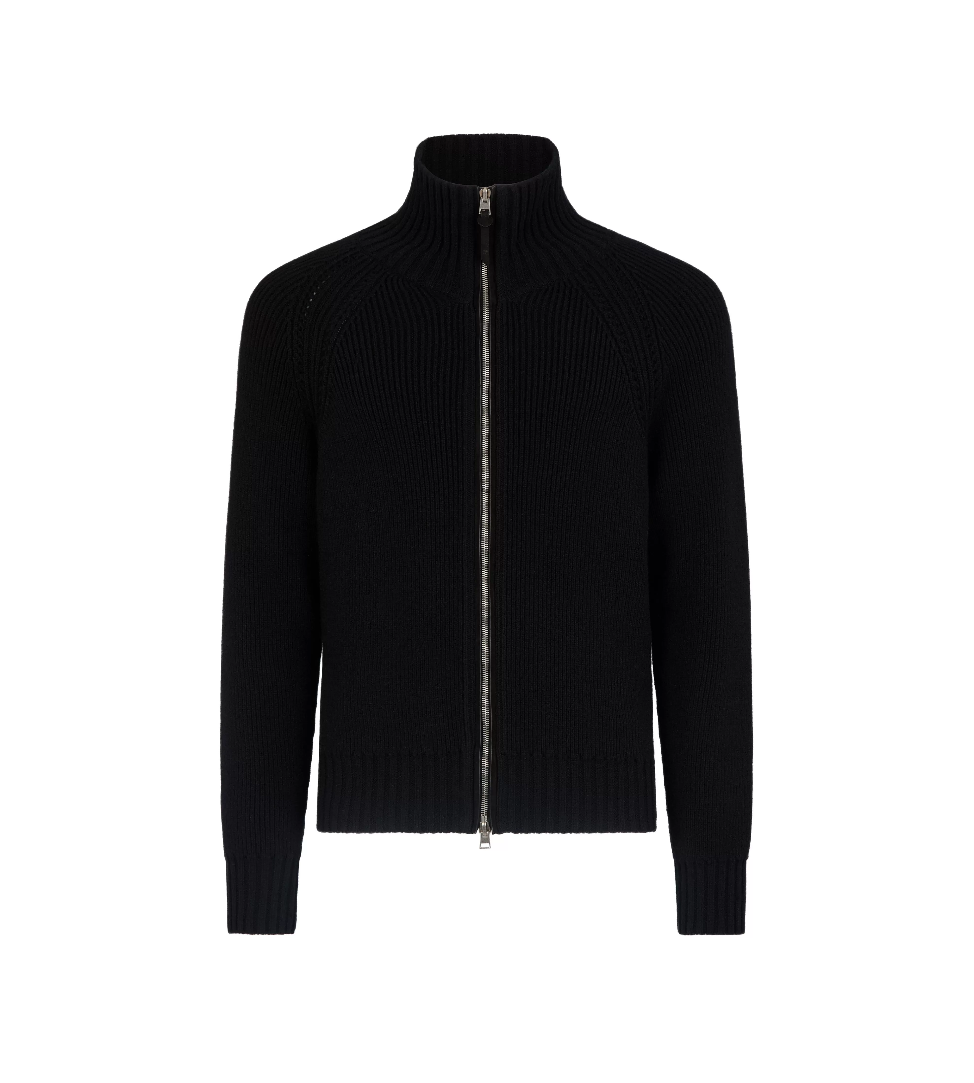 TOM FORD WOOL CASHMERE ZIP THROUGH BLACK^MEN Knitwear