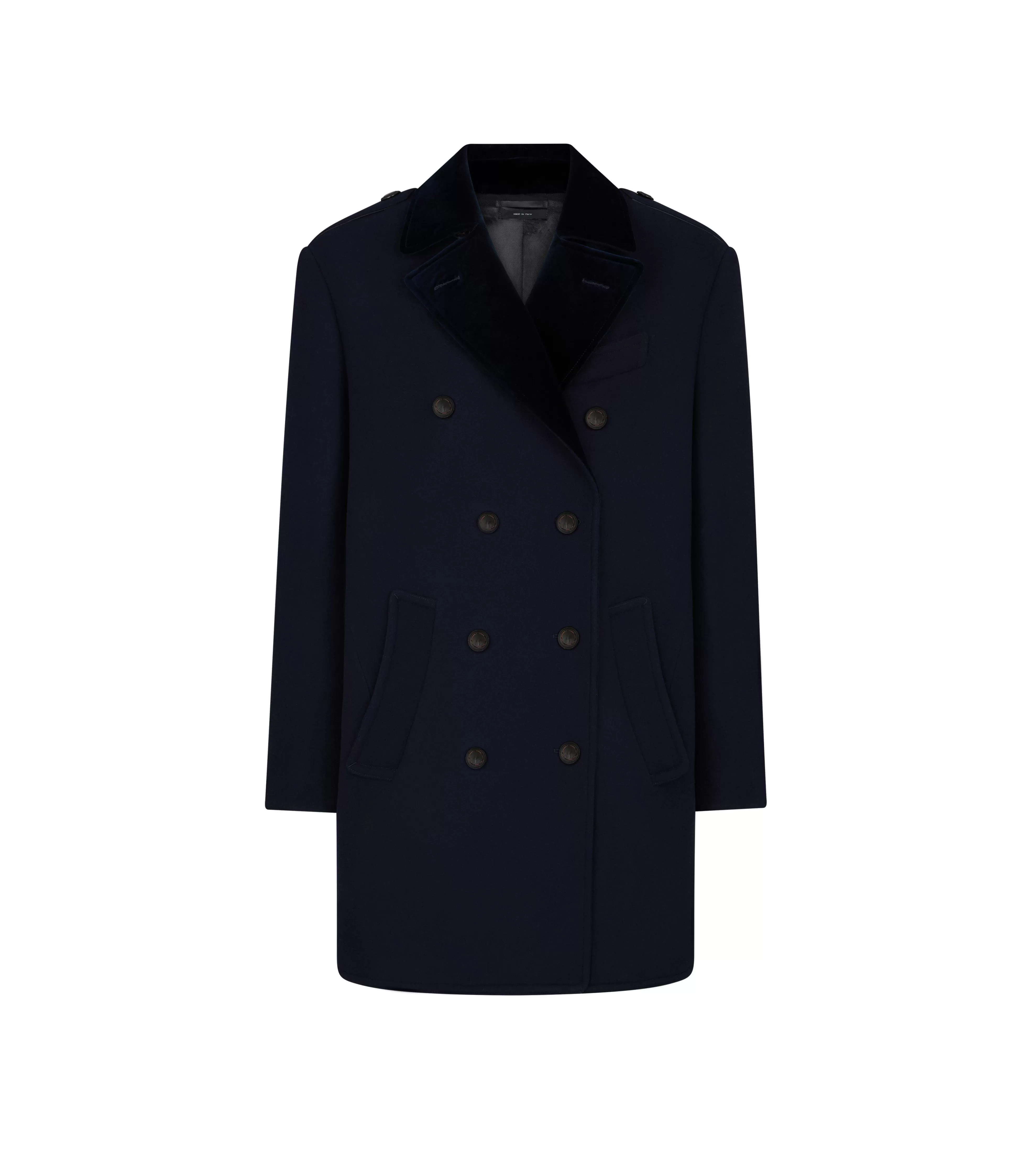 TOM FORD WOOL FELT OFFICER PEACOAT DARK BLUE^MEN Outerwear