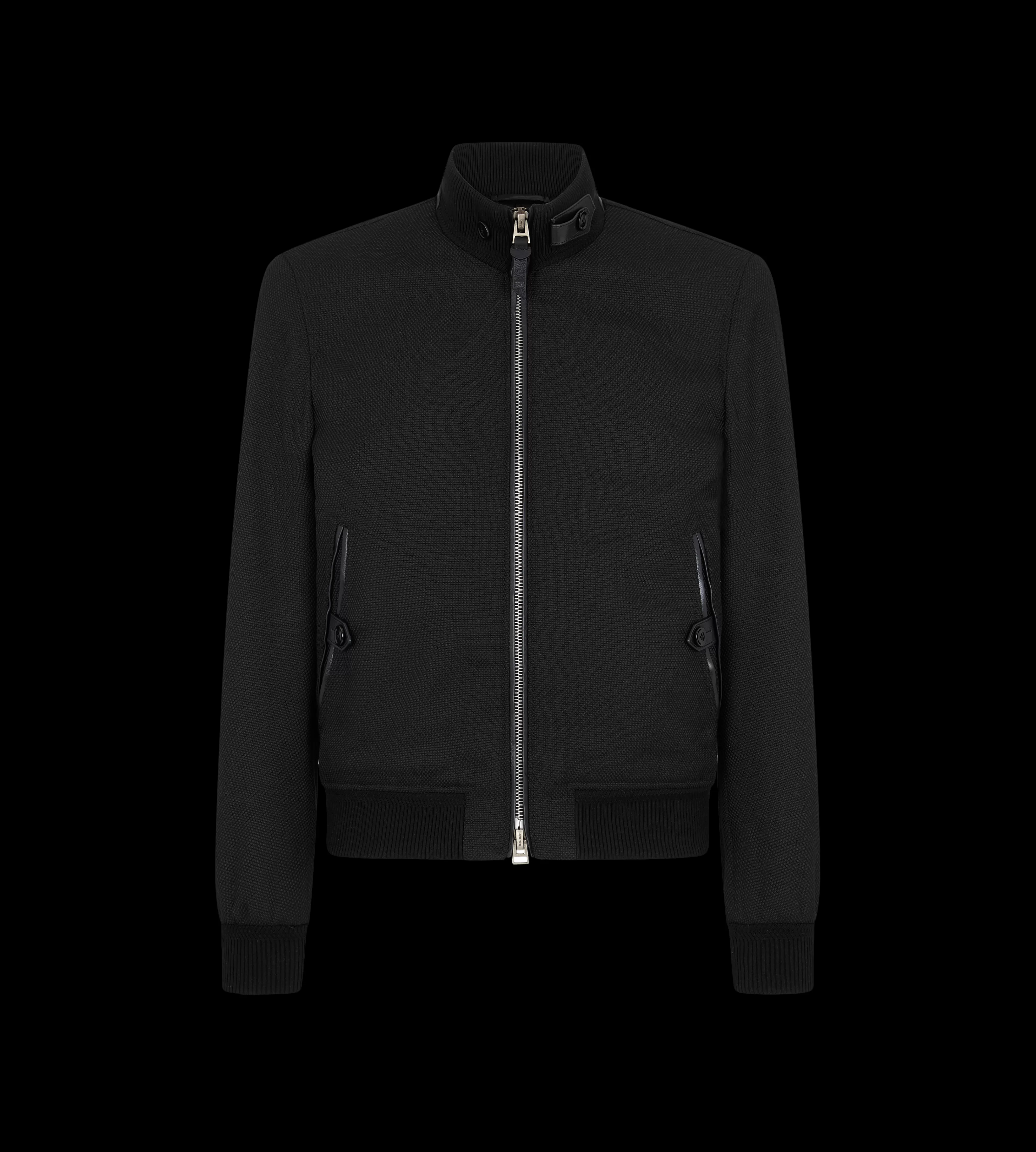 TOM FORD WOOL MOHAIR HOPSACK KNITTED TRIM BLOUSON BLACK^MEN Outerwear