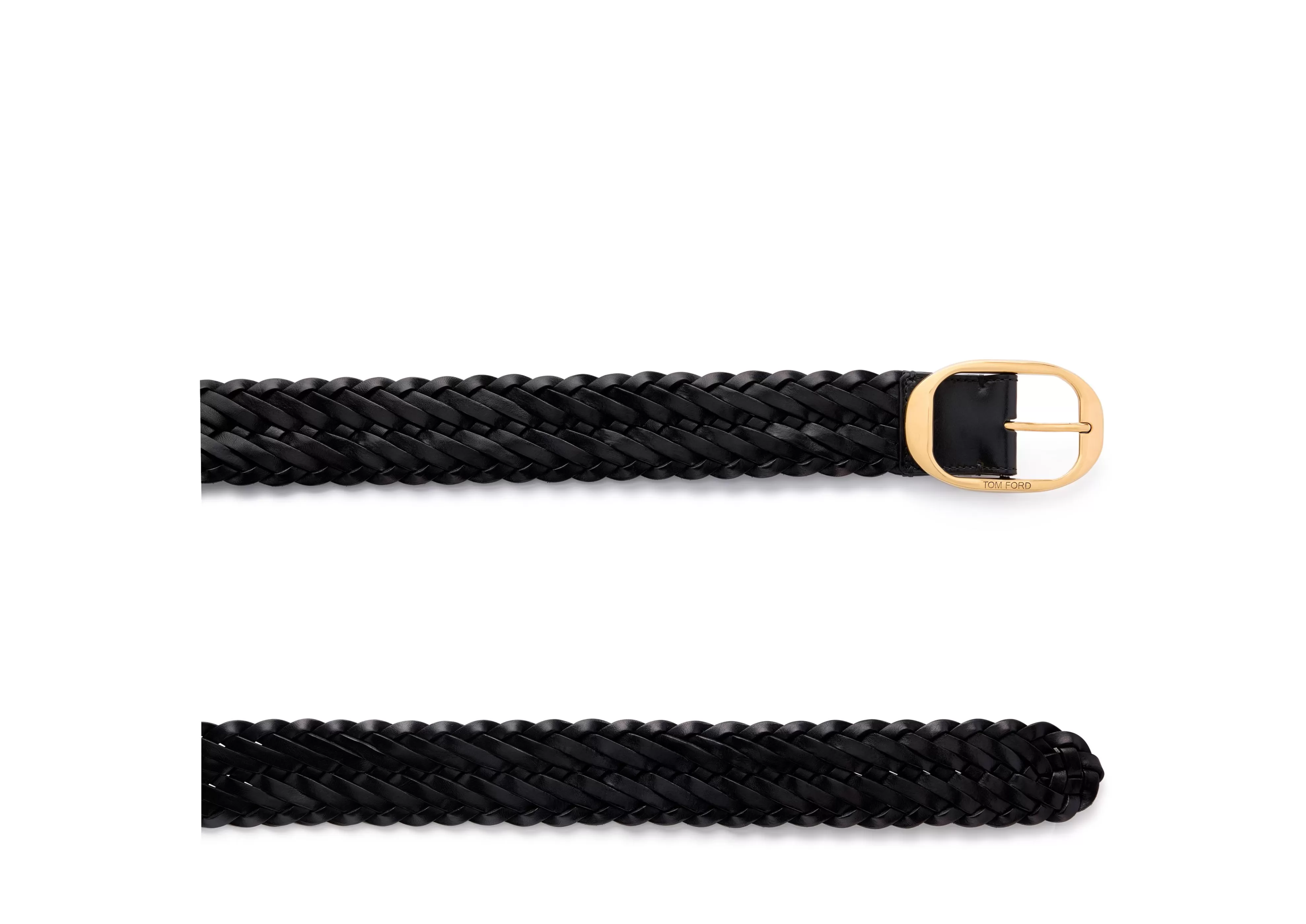 TOM FORD WOVEN LEATHER OVAL BELT BLACK^MEN Belts