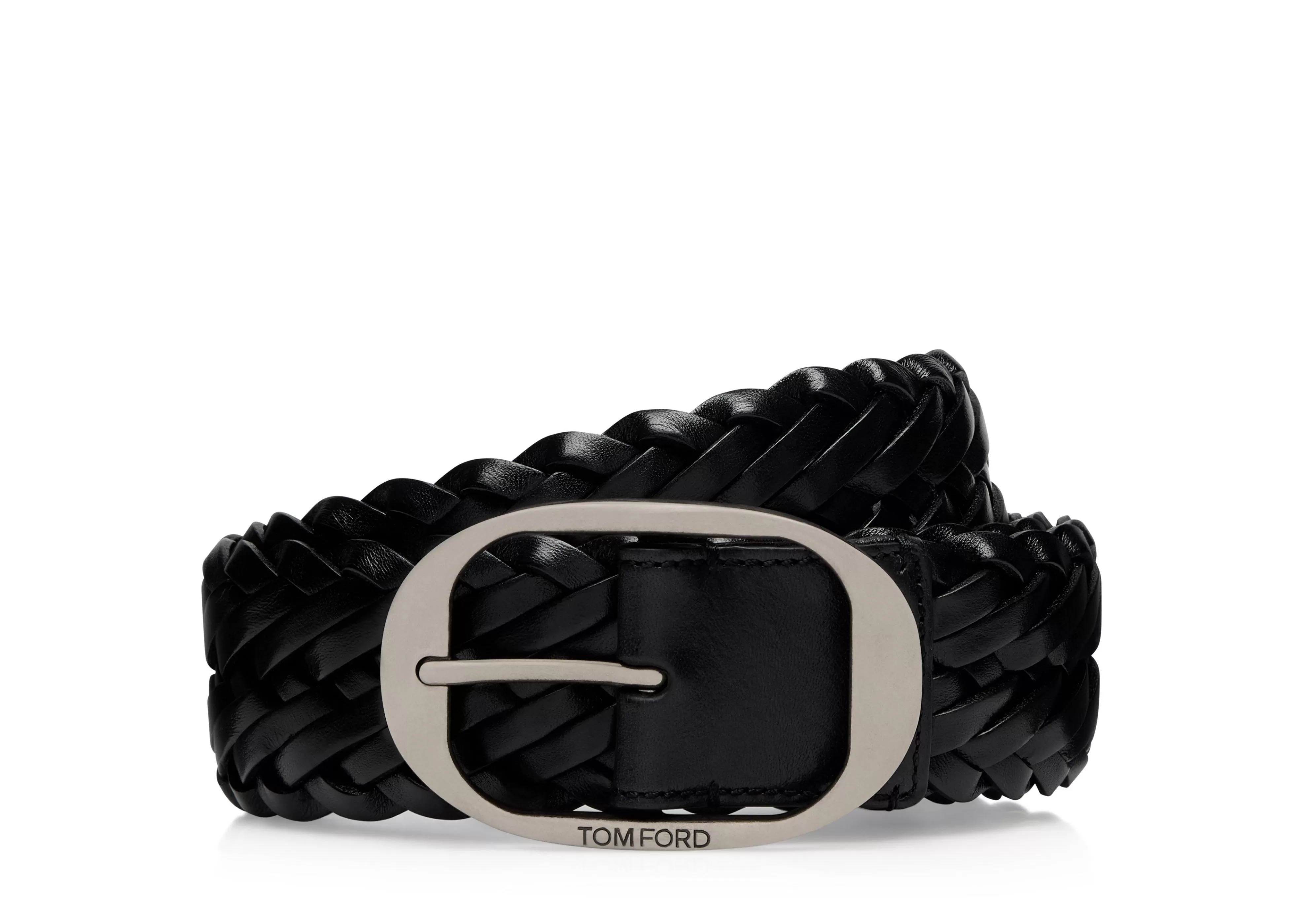 TOM FORD WOVEN LEATHER OVAL BELT BLACK^MEN Belts