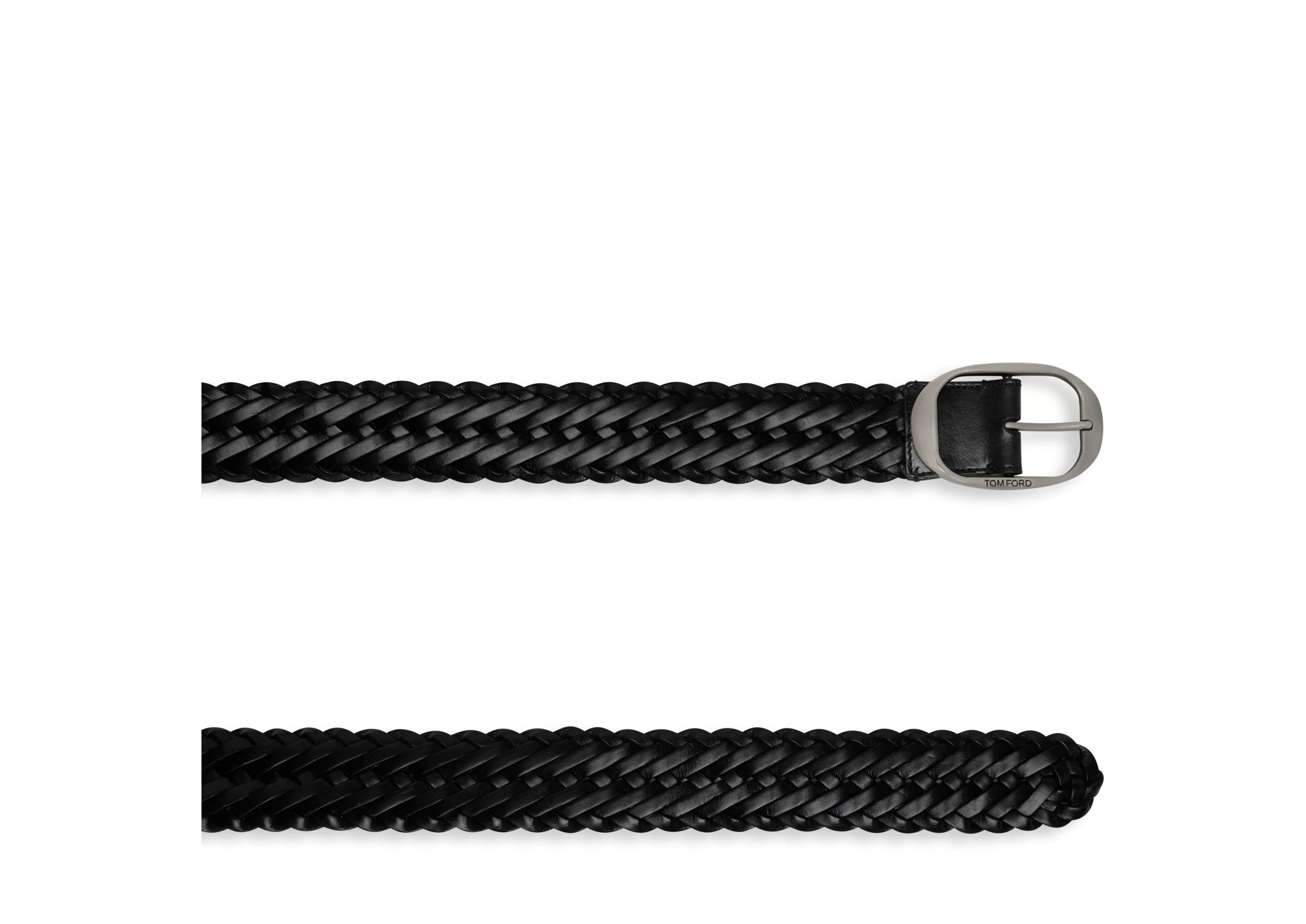 TOM FORD WOVEN LEATHER OVAL BELT BLACK^MEN Belts